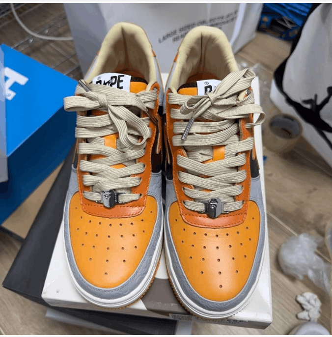 Bape A Bathing Ape Bapesta Low Orange Grey Sneakers Size US 11 / EU 44 - 2 Thumbnail