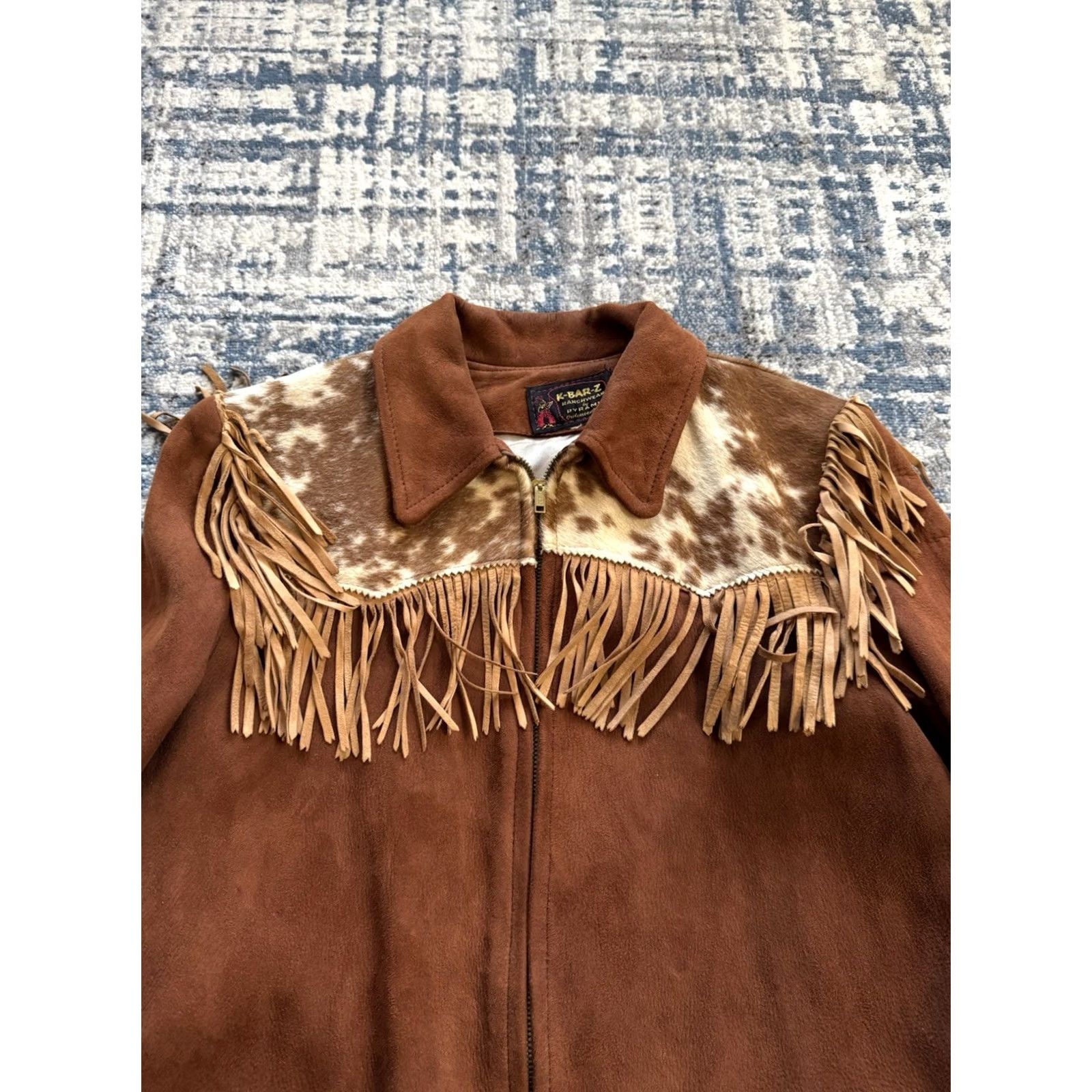 Vintage VINTAGE 1940s K-Bar-Z Brown Suede Cowhide Leather Fringe Jacket Women’s Sz M Shirt Womens Brown Cowhide Fringe Jacket 1940s K-Bar-Z Size M / US 6-8 / IT 42-44 - 2 Thumbnail