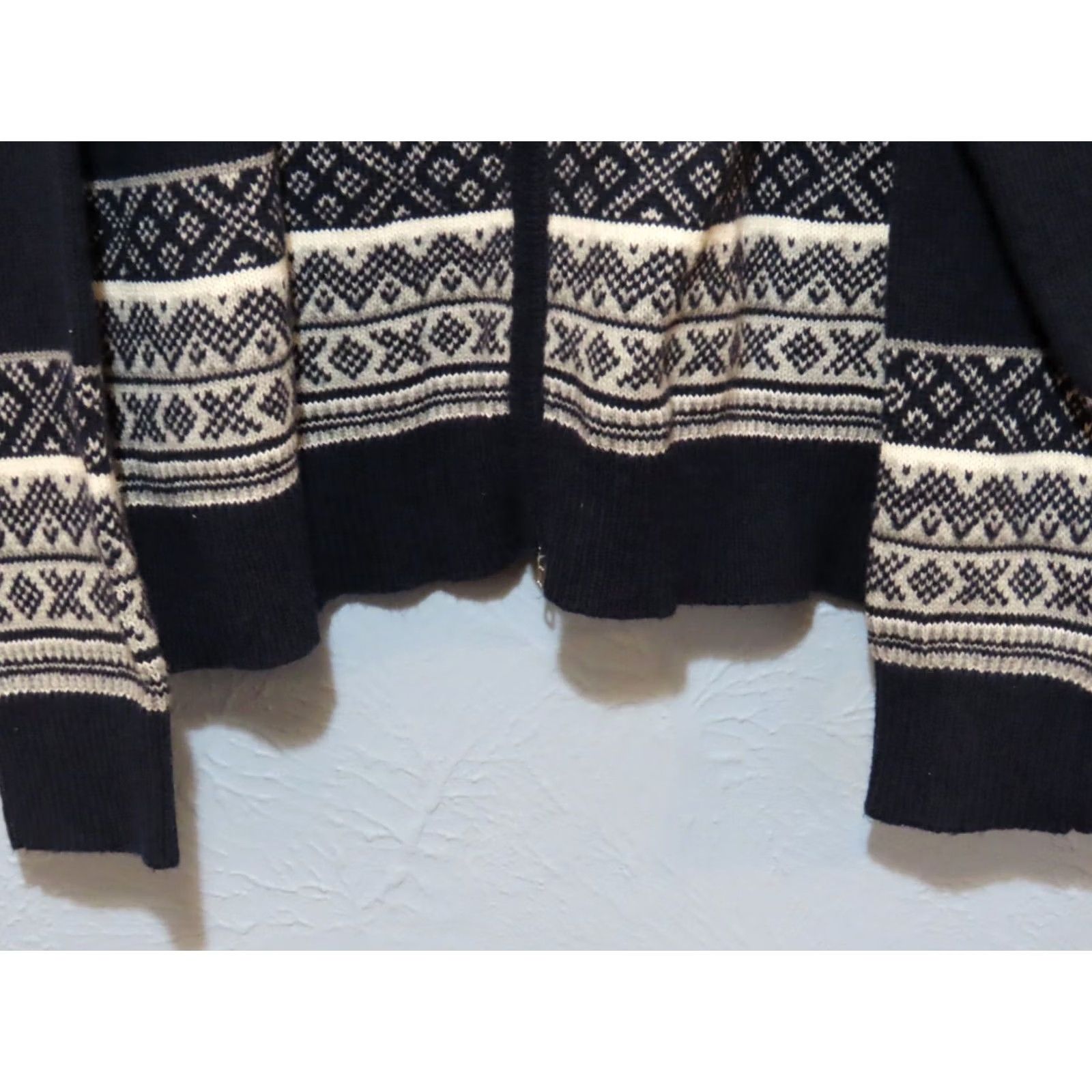 Vintage Goodfellow & Co Sweater Full Zip Navy White Gray Knit Cotton/Acrylic Blend Men's XL Navy with Print Around Neck Size US XL / EU 56 / 4 - 2 Thumbnail