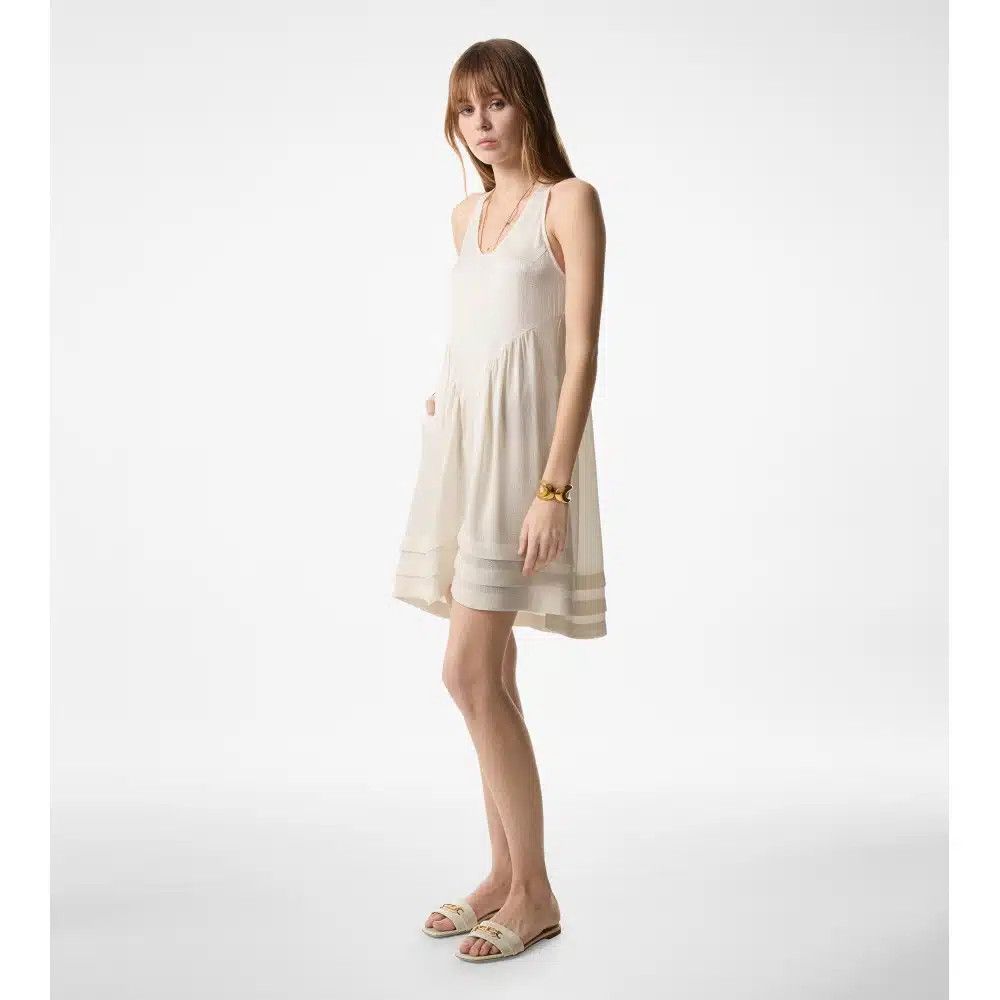 Tom Ford o1loc1c0725 AB3385 Racerback A-Line Dress in Off White Size S / US 4 / IT 40 - 2 Thumbnail
