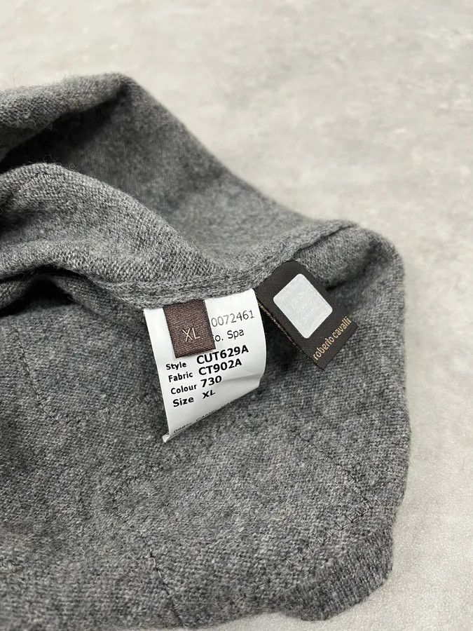 Roberto Cavalli 2010s Roberto Cavalli Grey & Brown Skeleton Relief Sweater Size US L / EU 52-54 / 3 - 8 Thumbnail