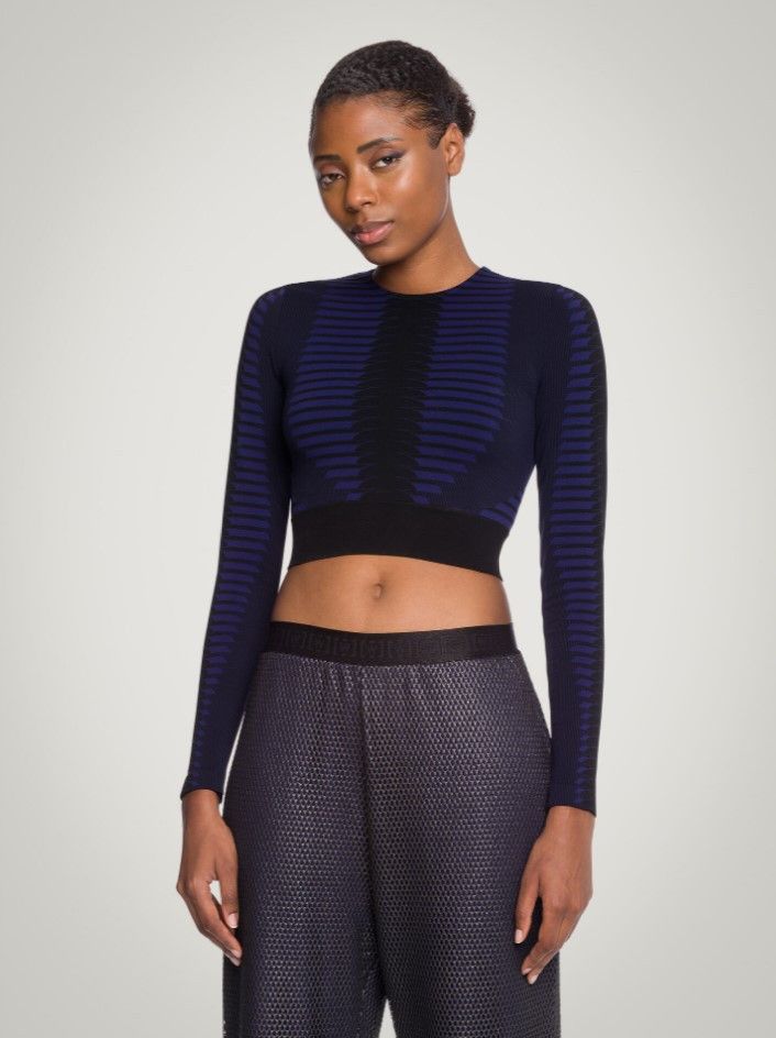 Wolford Wolford crop long sleeves indigo berry/black top. Size M Size M / US 6-8 / IT 42-44 - 1 Thumbnail
