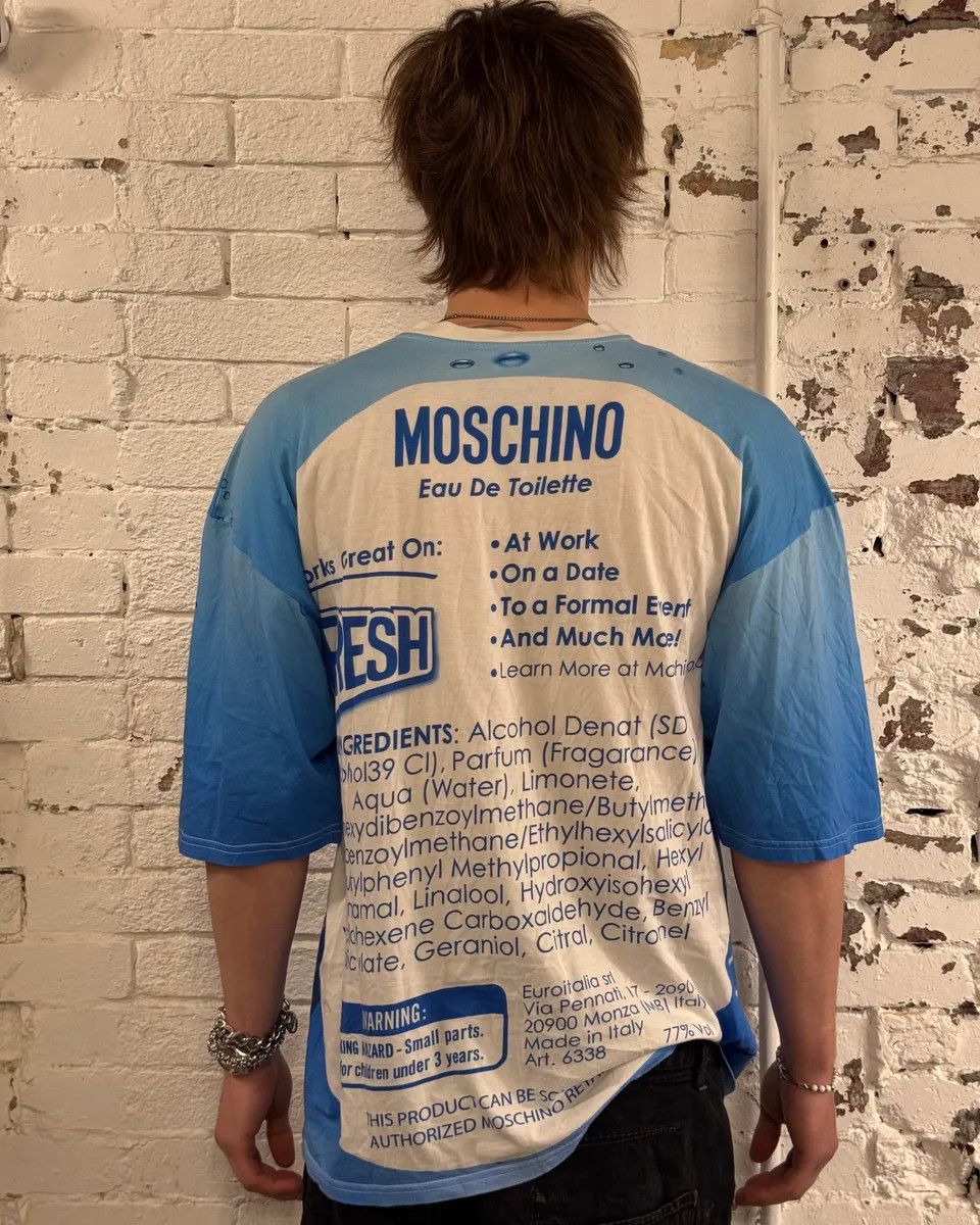 Moschino SS2019 Moschino Blue Fresh Fragrance Bottle T-Shirt Size US L / EU 52-54 / 3 - 3 Thumbnail