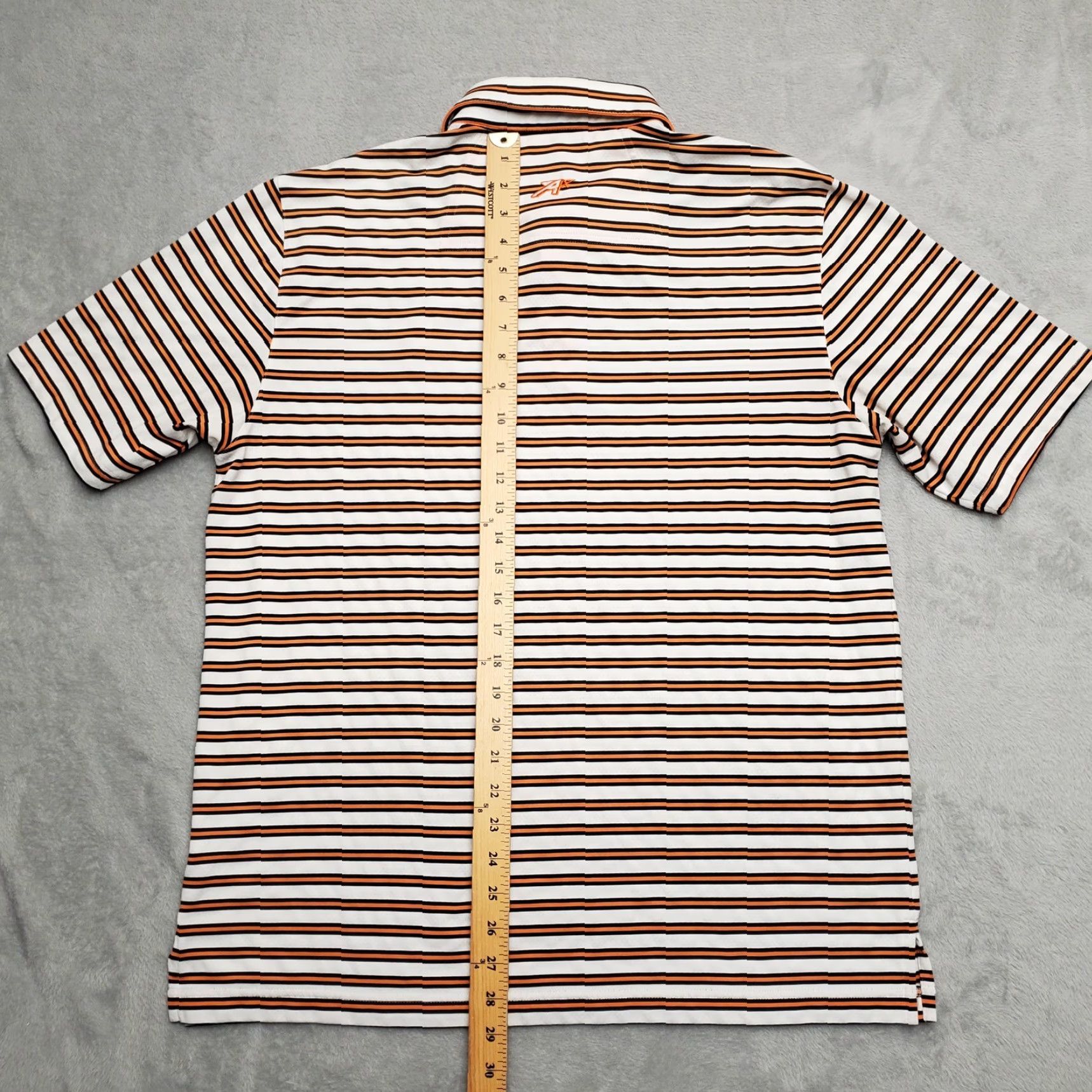 Vintage Ahead Extreme Polo Shirt Mens M Orange Striped Logo Embroidered Golf Course MT Size US M / EU 48-50 / 2 - 5 Thumbnail