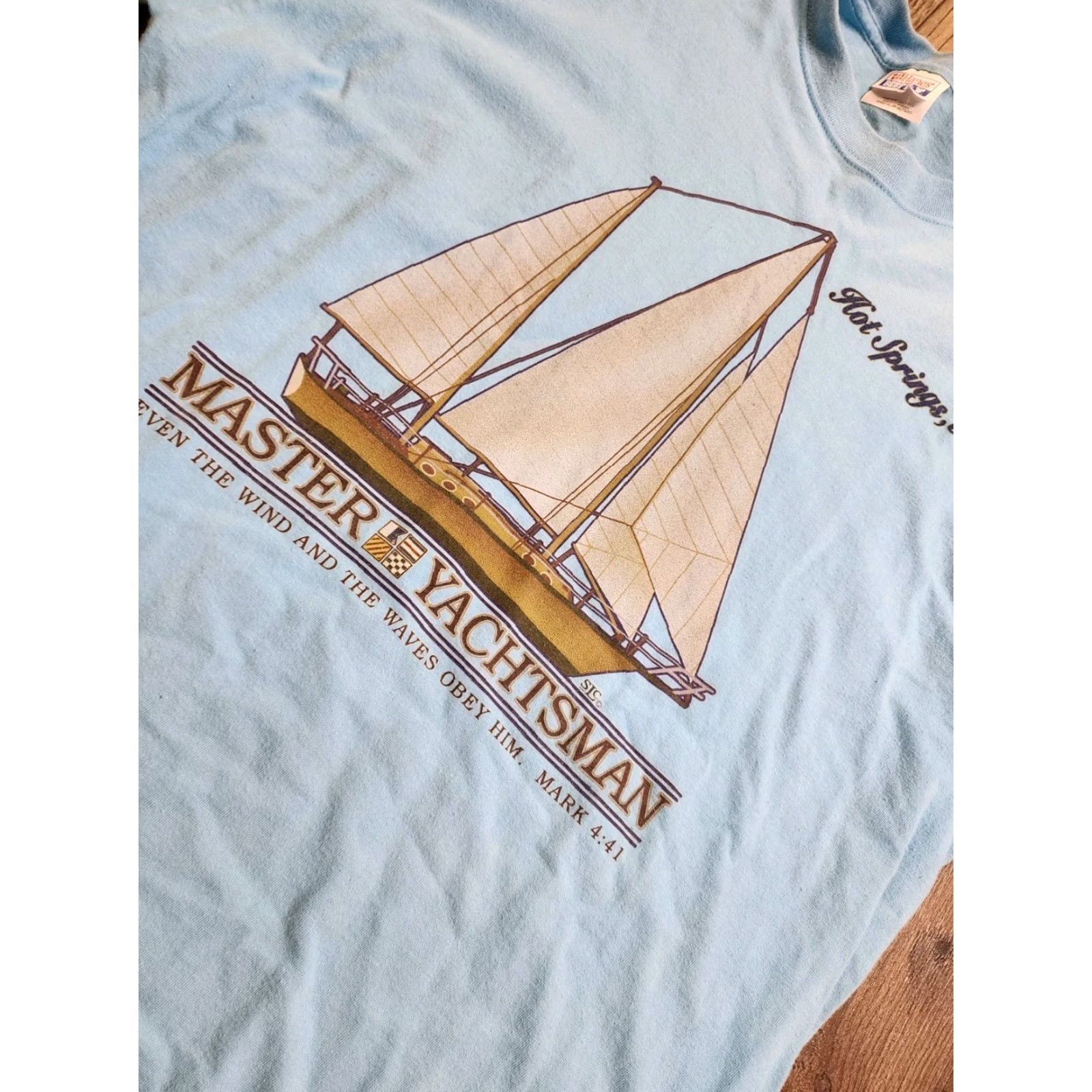 Hanes VINTAGE Hanes Y2K T-Shirt Mens XL Blue Solid Religious Jesus Christ Yacht Sailor 90s 2000s Beach God Bible Verse Decade 1990s Size US XL / EU 56 / 4 - 2 Thumbnail