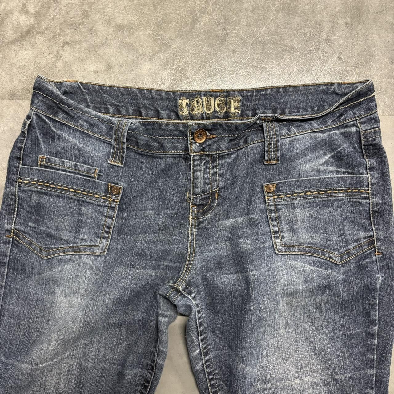 Vintage Crazy Vintage Y2K/2000s Flared Wideleg Truce Dark Wash Denim Jeans! Size US 36 / EU 52 - 4 Thumbnail