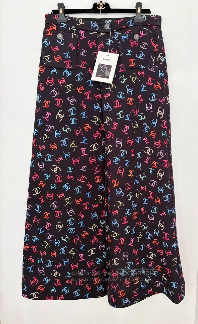 Chanel Chanel Spring and summer CC logo wide-leg trousers Size 26" / US 2 / IT 38 - 1 Thumbnail