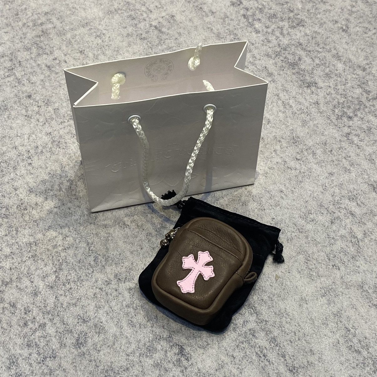 Chrome Hearts Leather cross patch AirPod case bag
