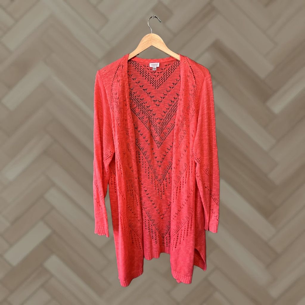 Avenue Avenue Cardigan Womens Knit Open Front Pink Size 18/20 Plus Size XXL / US 16-18 / IT 52-54 - 1 Thumbnail
