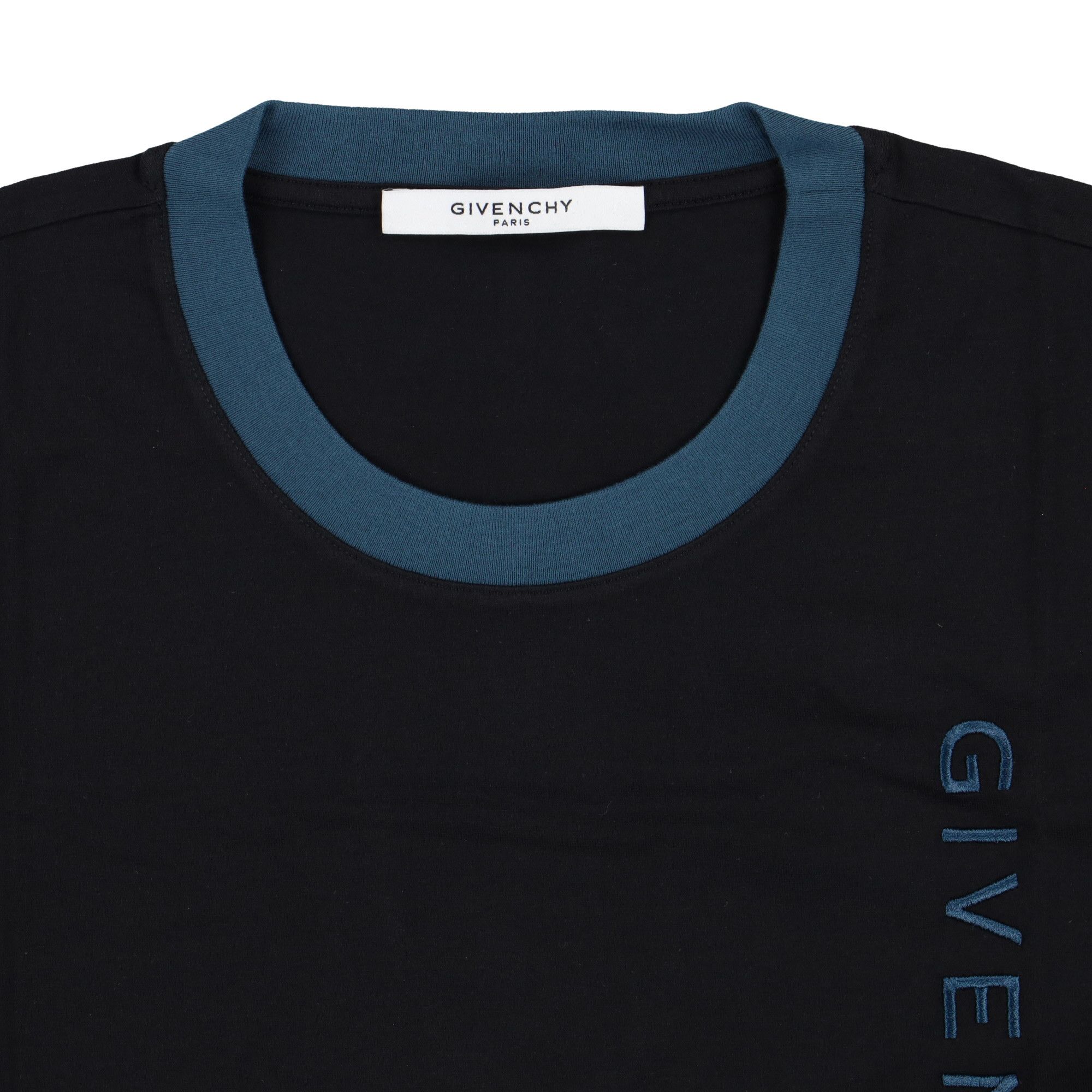 Givenchy Black Embroidered Vertical Logo T-Shirt Size US XL / EU 56 / 4 - 5 Thumbnail
