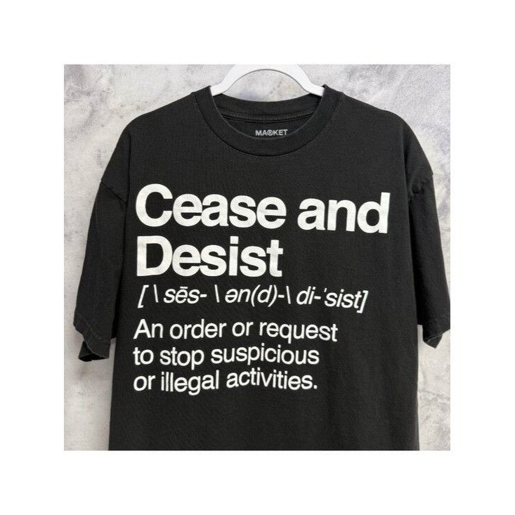 Market Market Cease and Desist Graphic T Shirt Mens XL Short Sleeve Size US XL / EU 56 / 4 - 1 Thumbnail