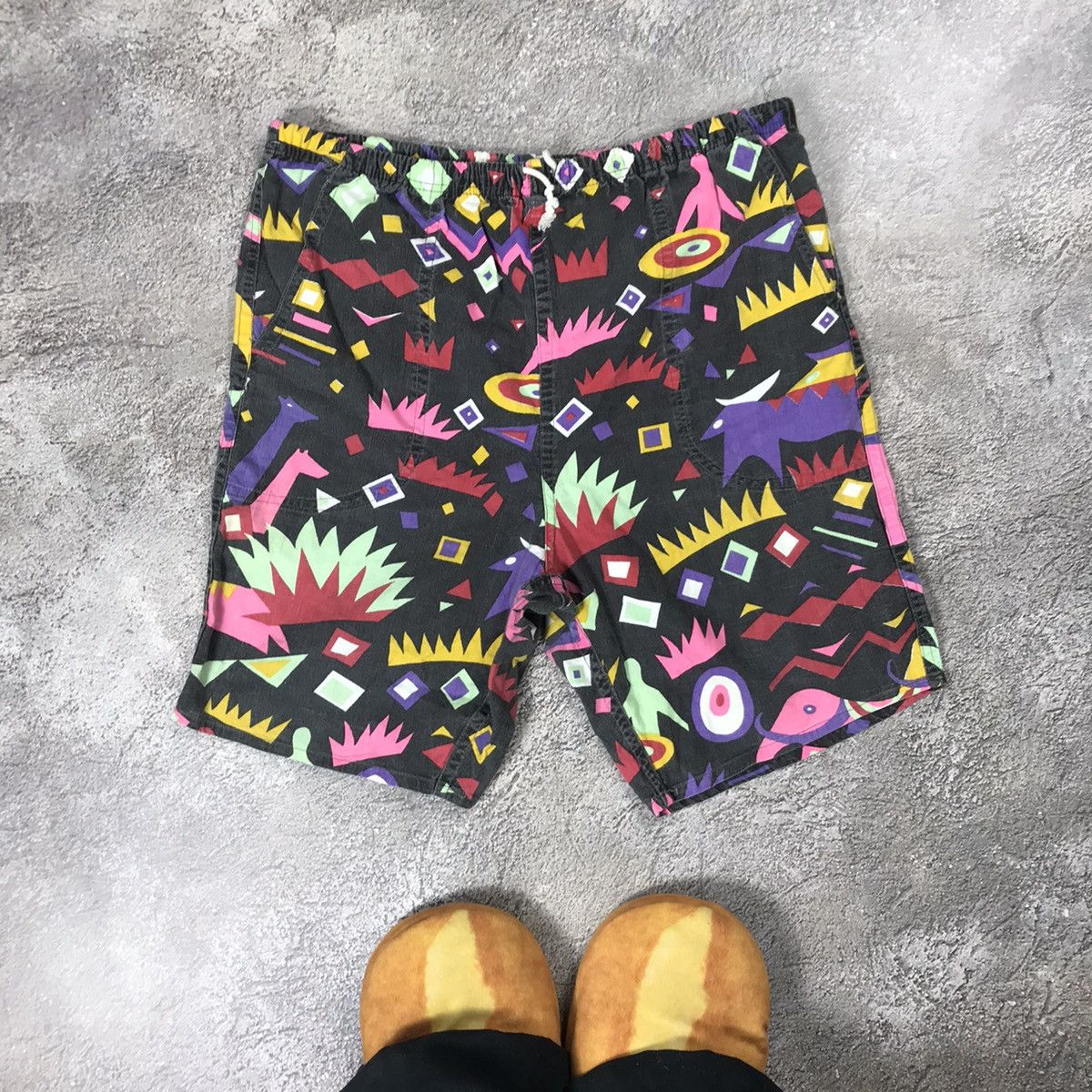 Vintage Y2K Rave All Over Print Swim Shorts Streetwear Bleached 34 Size US 34 / EU 50 - 1 Thumbnail