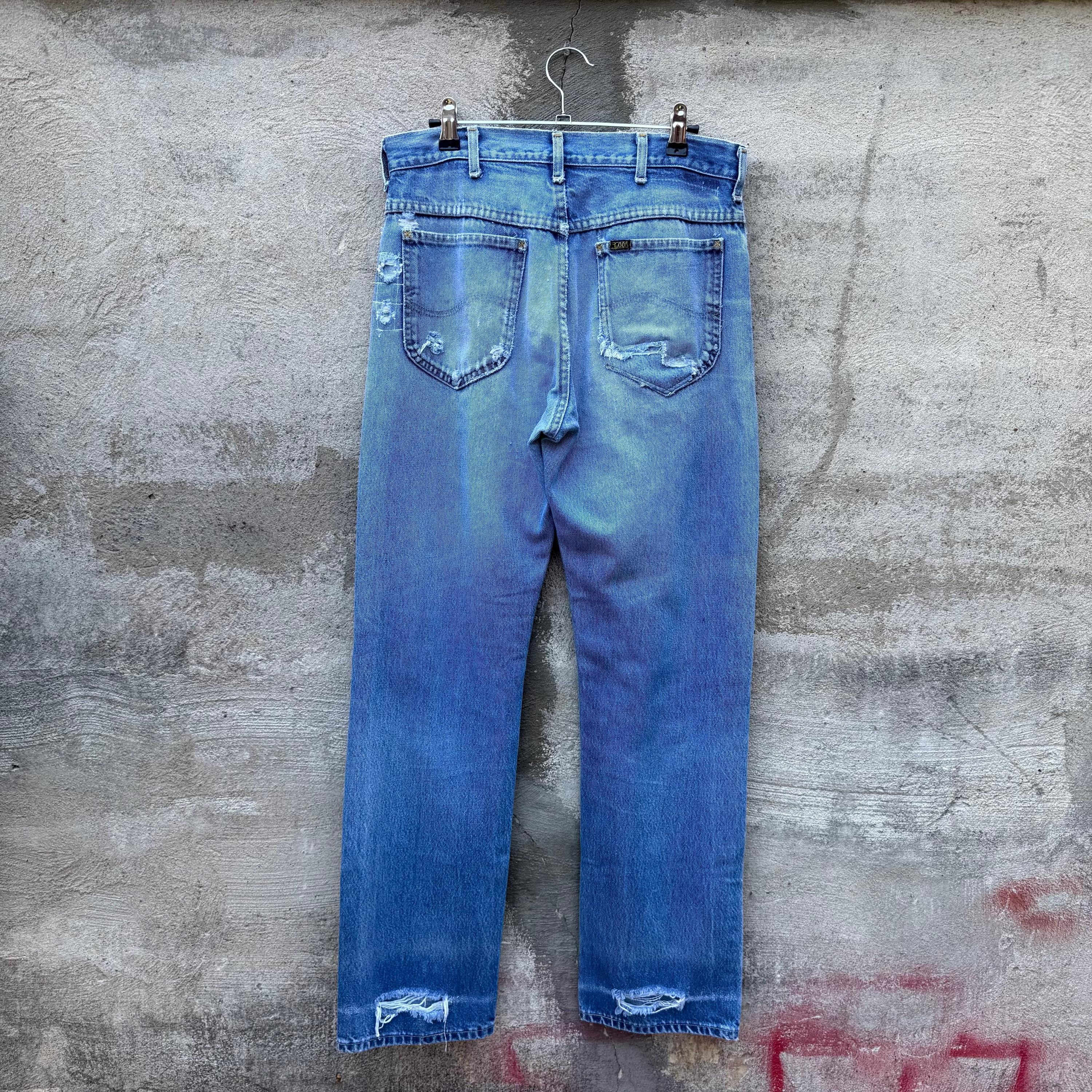 Lee 80's Lee Riders Thrashed & Repaired Denim Jeans Size US 30 / EU 46 - 2 Thumbnail