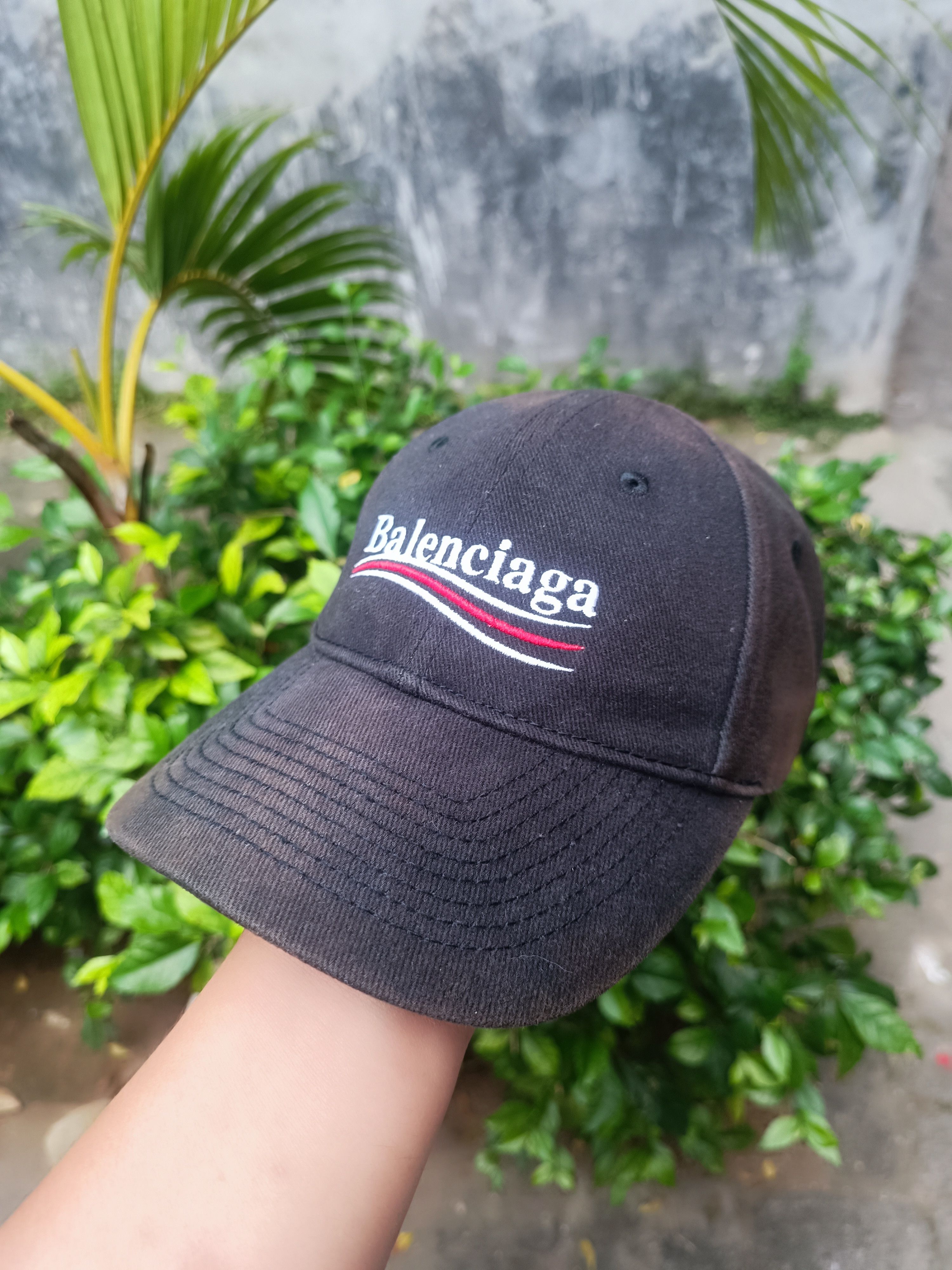 image of Balenciaga 2017 Hat in Faded Black, Men's