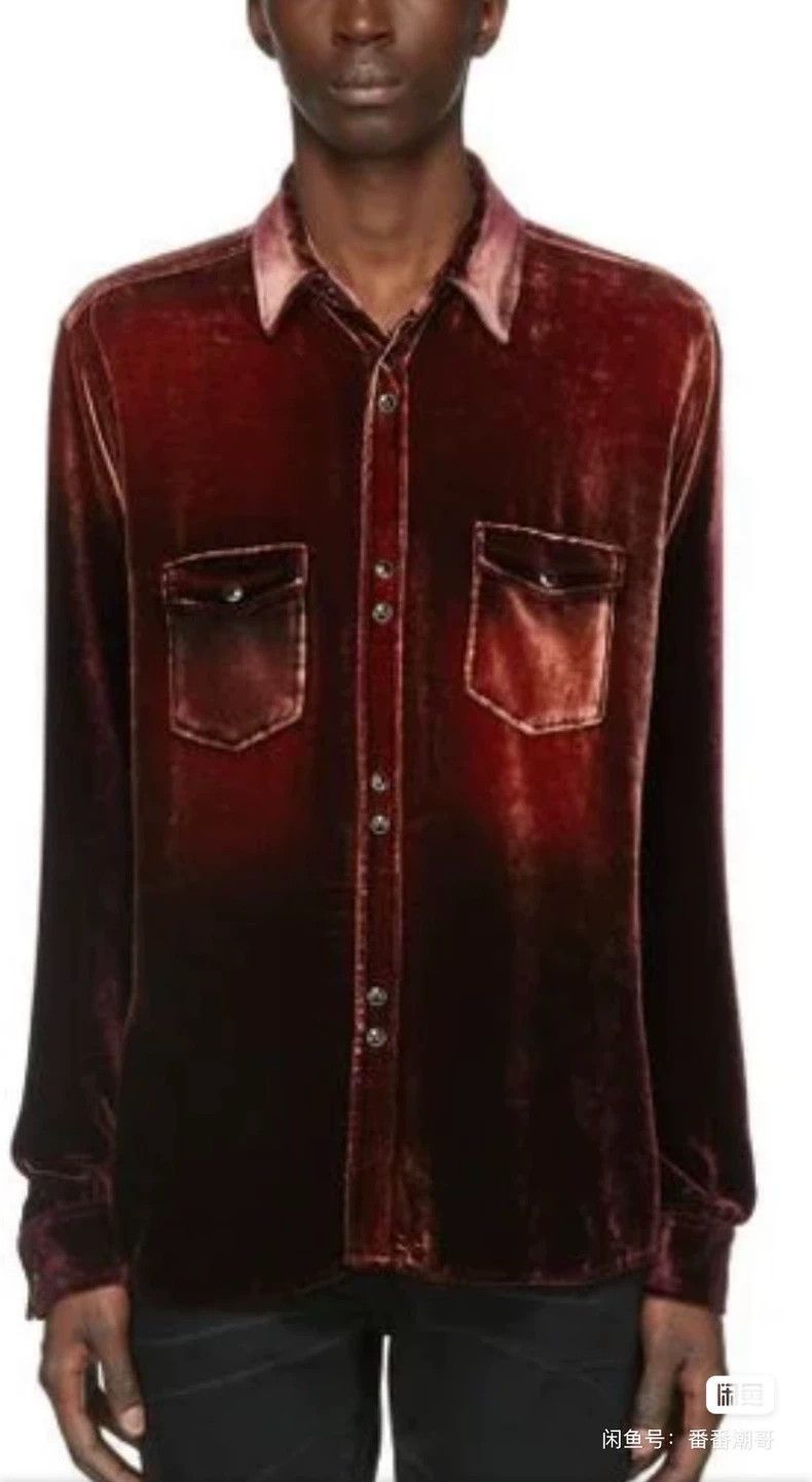 Saint Laurent Paris Saint Laurent Paris Red velvet denim shirt-2506 Size US S / EU 44-46 / 1 - 9 Thumbnail