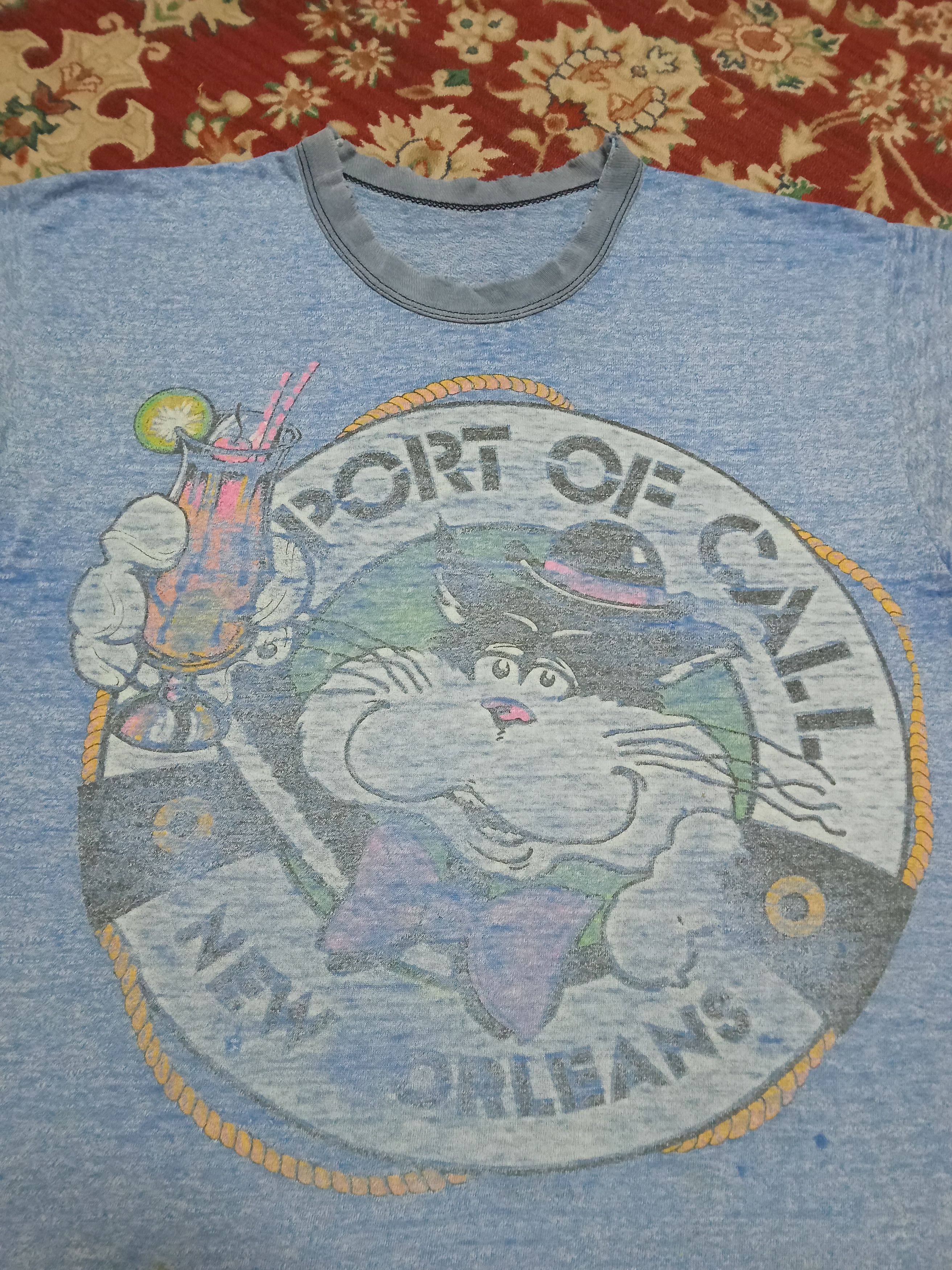 Vintage Vintage Port Of Call New Orleans Distressed Ringer T Size US L / EU 52-54 / 3 - 6 Thumbnail