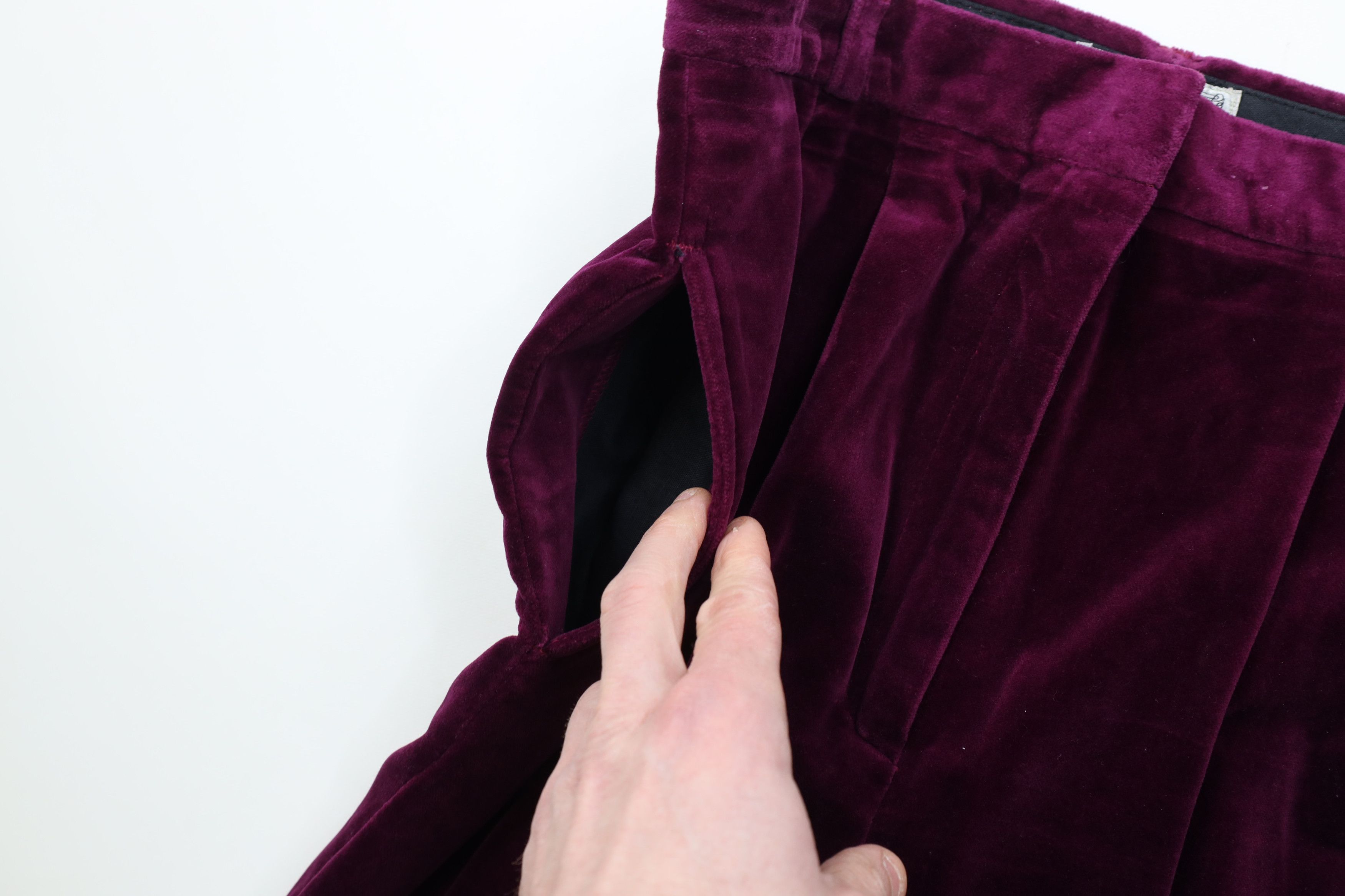 Vintage Vintage 90s Streetwear Wide Leg Velvet Velour Pants Purple Size 36" / US 14 / IT 50 - 8 Thumbnail
