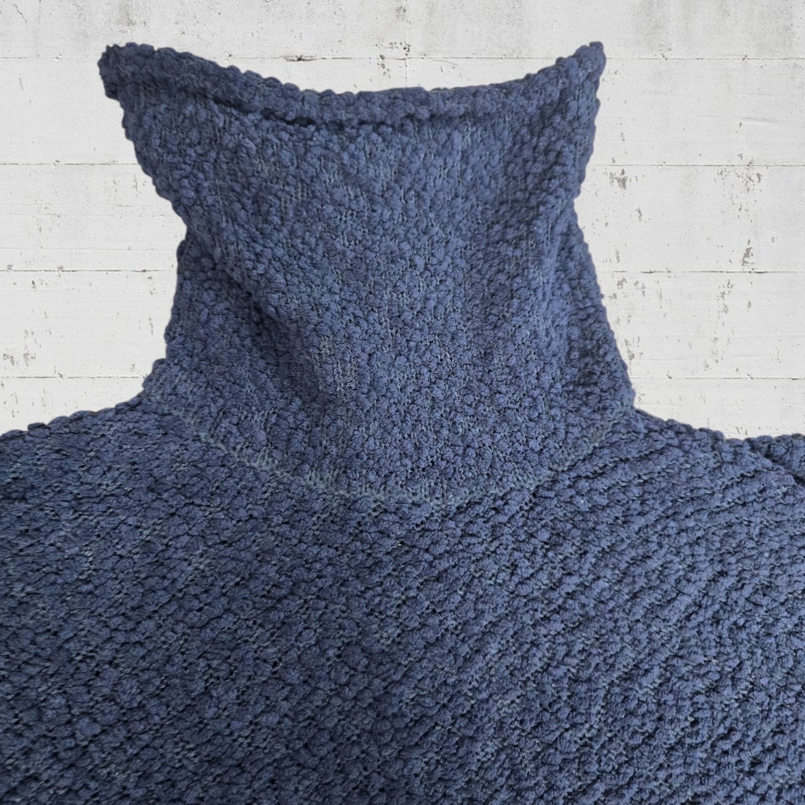 Other Navy Boucle Chenille Turtleneck Poncho Sweater Size Medium Size M / US 6-8 / IT 42-44 - 5 Thumbnail