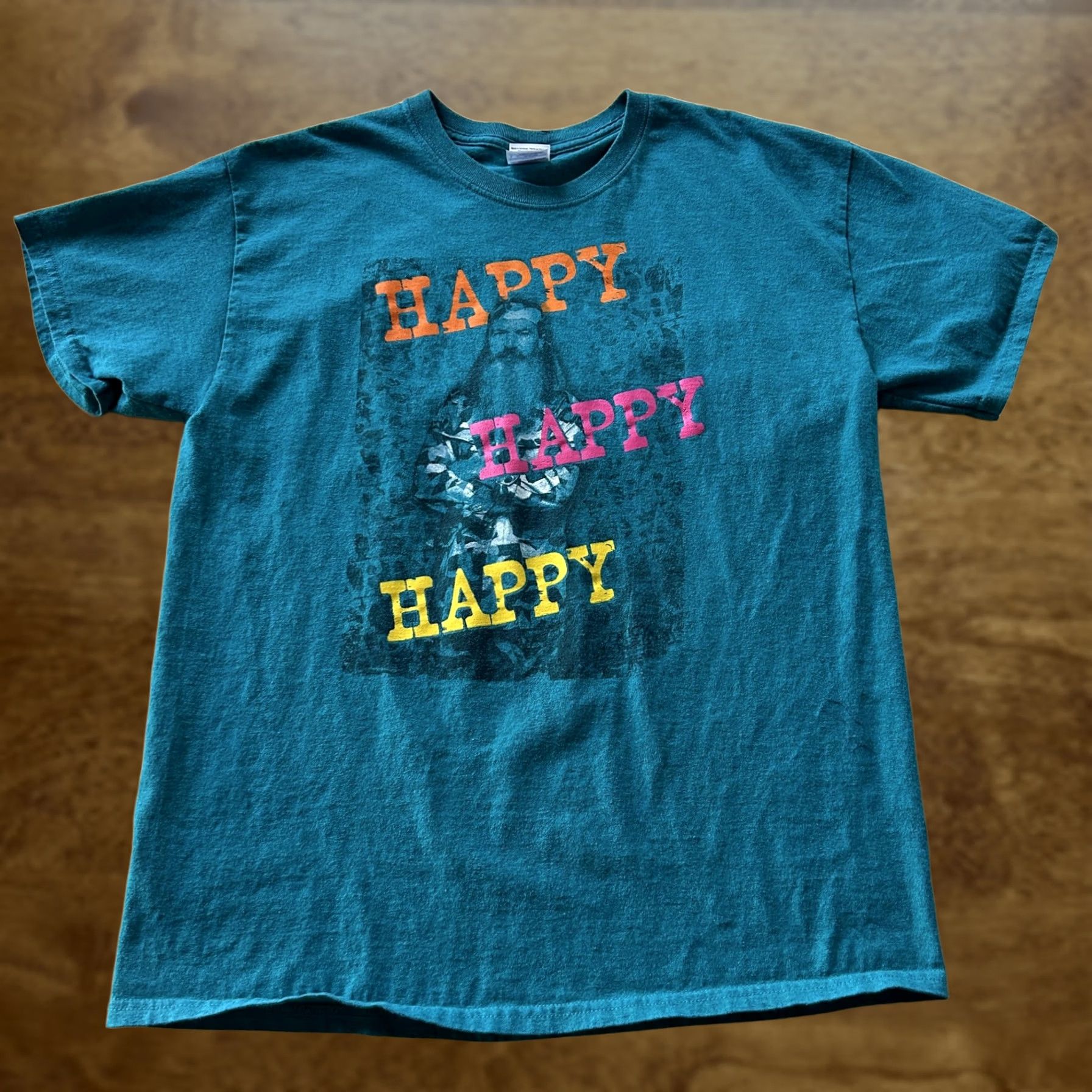 Gildan Duck Dynasty Gildan Mens Large T-Shirt Graphic Print Crew Neck Short Sleeve Blue Happy Happy Funny Slogan Cotton Poly Shirt Mens Size US L / EU 52-54 / 3 - 1 Thumbnail