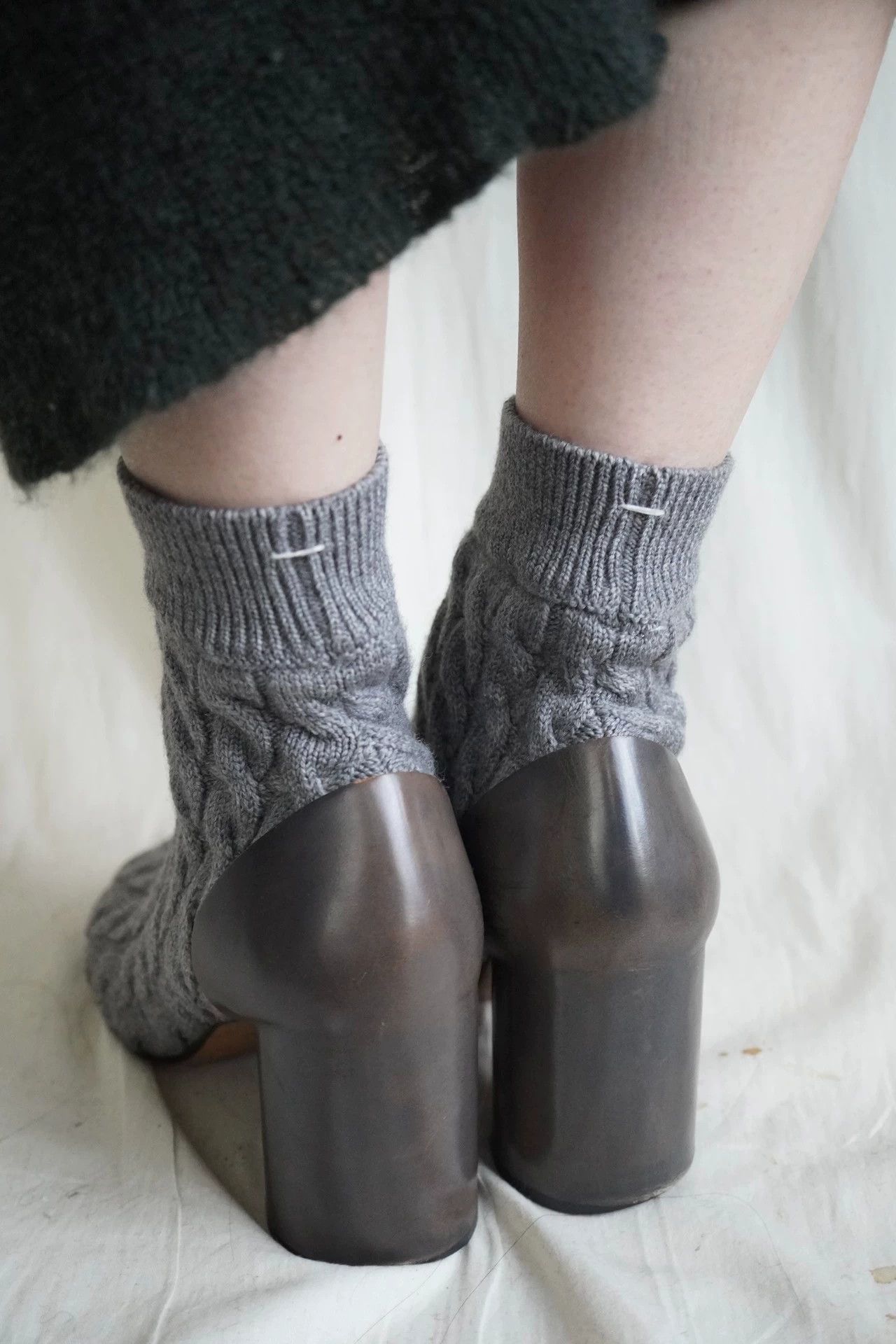 Maison Margiela MM 2000s Tabi Wool-Knit & Leather Short Boots 37 Size US 6.5 / IT 36.5 - 6 Thumbnail