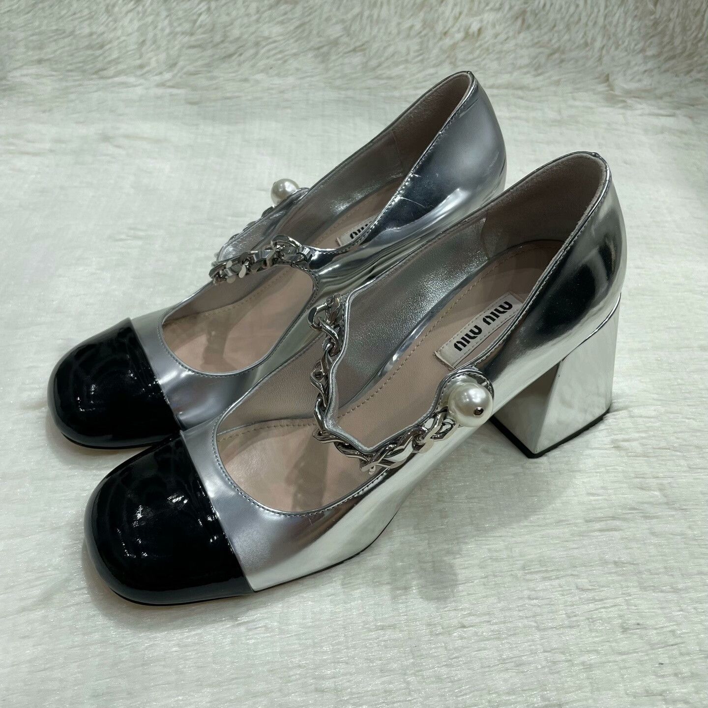 Miu Miu MIU MIU Metallic Block Heel High Heels Size US 7 / IT 37 - 1 Thumbnail