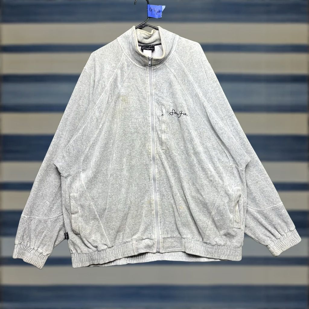 Sean John Sean John Jacket Mens 3XL Velour Track Zip Up 90s Vintage Gray Long Sleeve Velour Jacket Track Size US XXL / EU 58 / 5 - 1 Thumbnail
