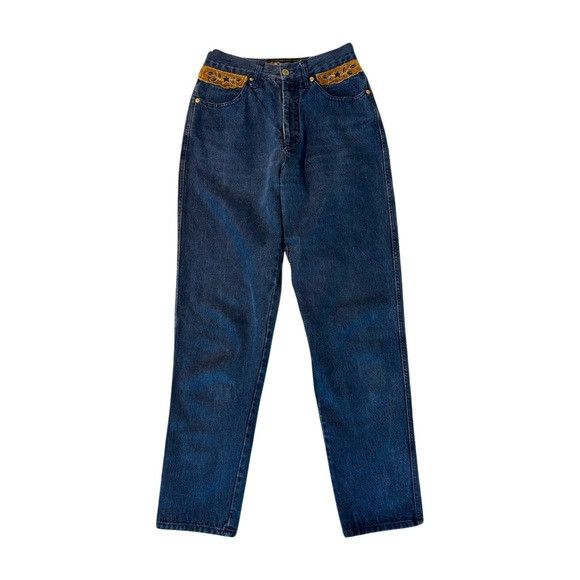 Other Vintage Italian Denim Jeans Embroidered Western Size 30" / US 8 / IT 44 - 3 Thumbnail