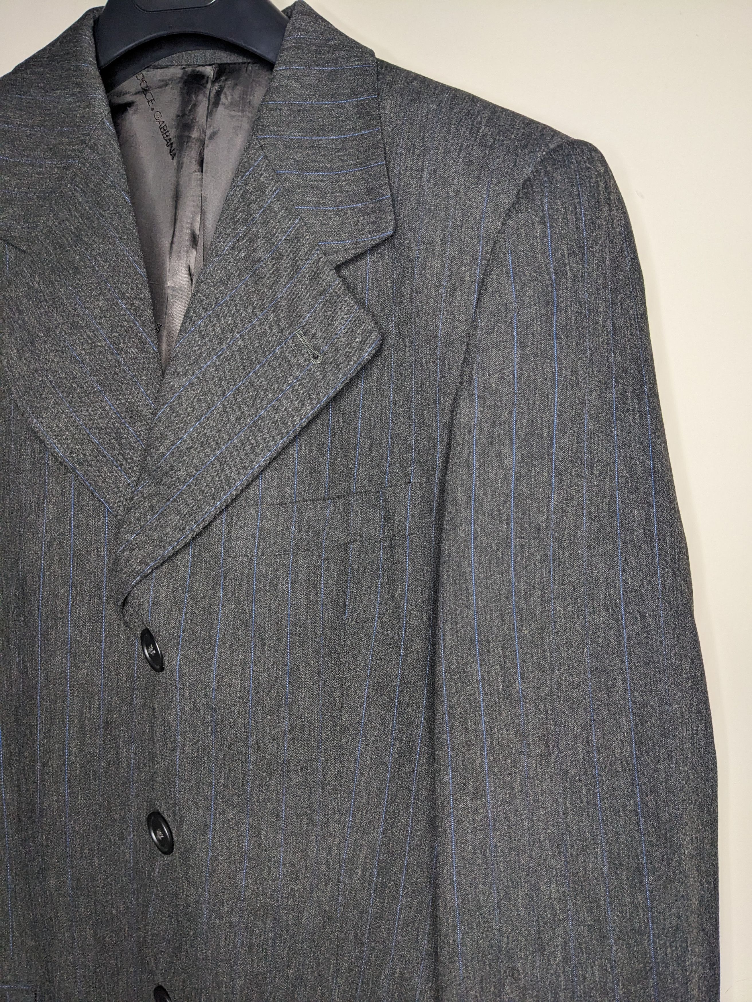 Dolce & Gabbana VTG 90s Dolce Gabbana Pinstripe Blazer Suit Jacket 42R Wool Size 42R - 2 Thumbnail