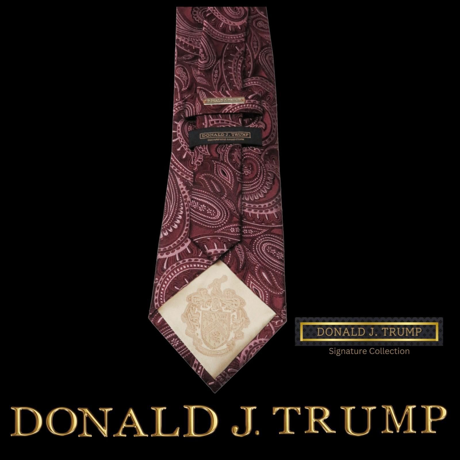 Designer Donald J. Trump Necktie Tie Burgundy Paisley NEW Gift Box Size ONE SIZE - 2 Thumbnail