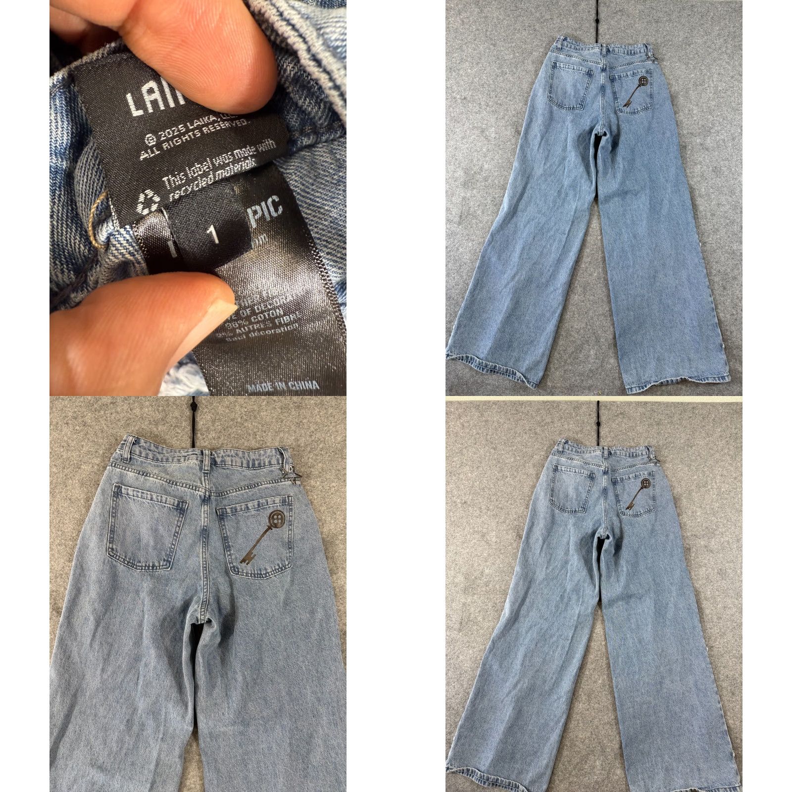 Hot Topic Hot Topic Coraline Jeans Womens 1 (26 x 32) Blue Denim Wide Leg Patchwork Charm Size 25" / US 0 / IT 36 - 8 Thumbnail