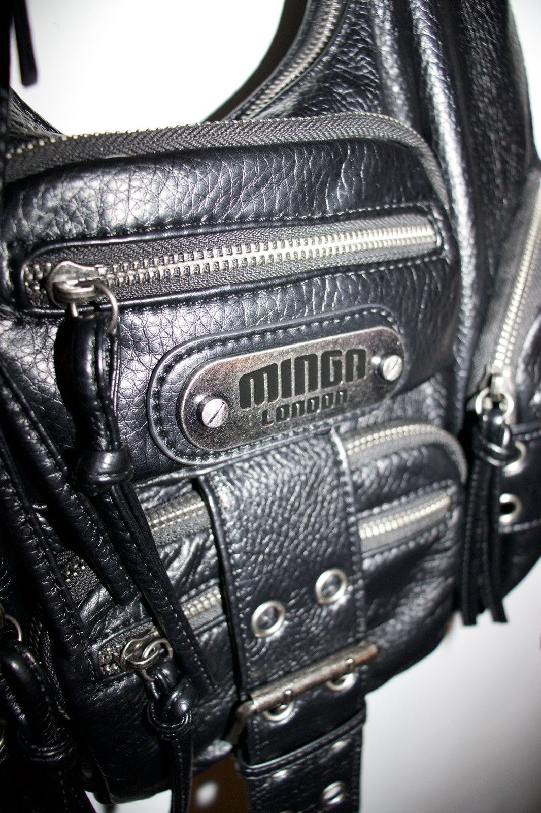 Japanese Brand BLACK VEGAN LEATHER SHOULDER BAG Size ONE SIZE - 3 Thumbnail