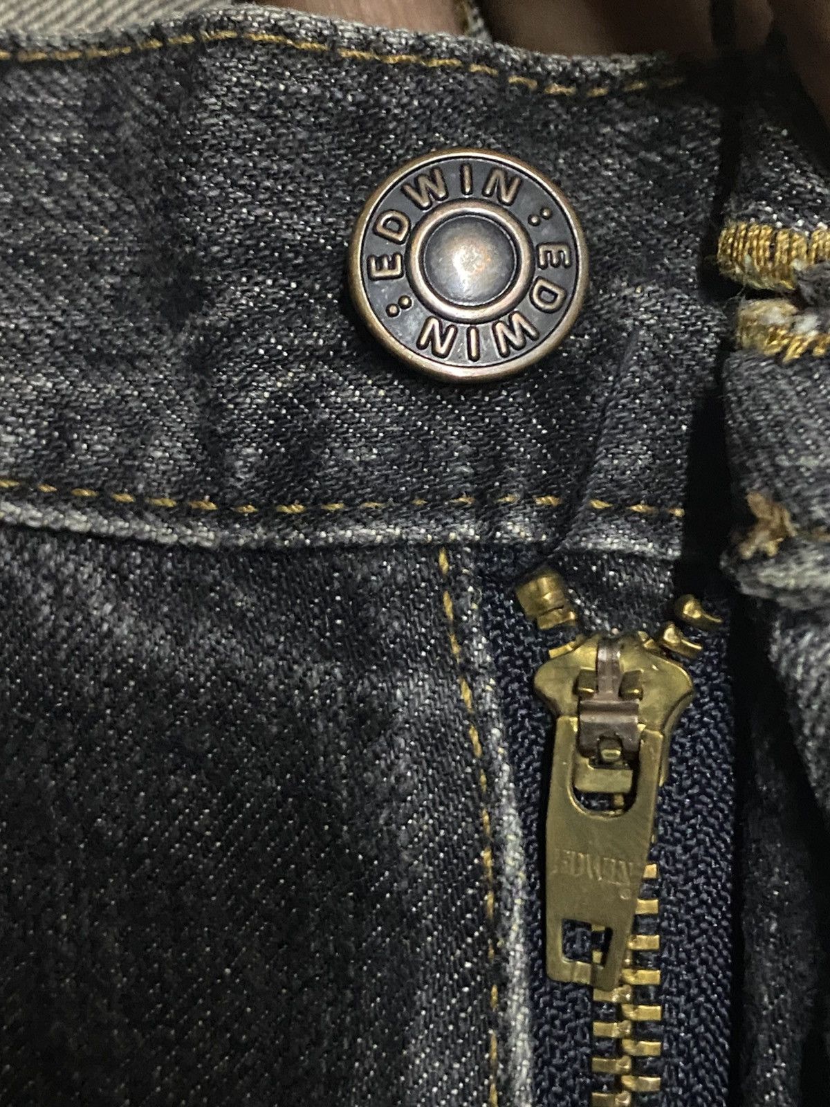 Edwin Vintage Edwin 503 Black Denim Tears Distressed Loose Jeans Size US 32 / EU 48 - 9 Thumbnail