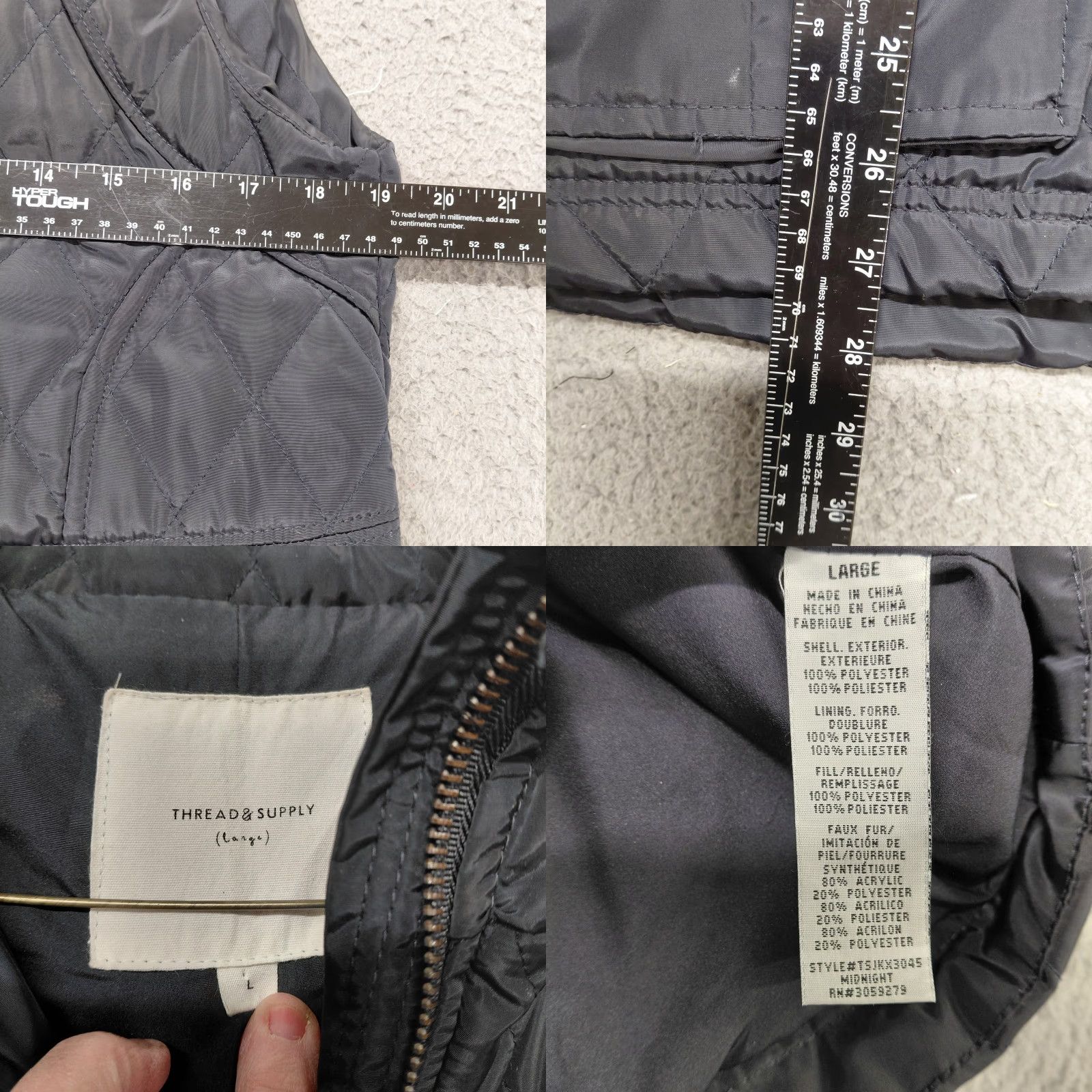 Vintage Thread & Supply Black Quilted Vest Women’s Size Large Full Zip Pockets Vest Quilted Black L Women Mens? Size L / US 10 / IT 46 - 8 Thumbnail