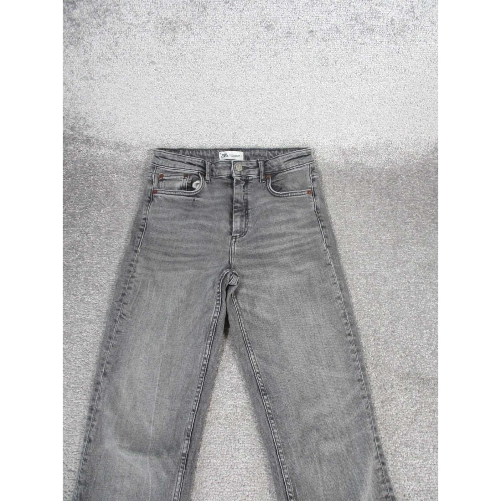 Zara Zara Jeans Womens 6 Tall Gray Denim Split Hem Slim Straight 33.5" Size 28" / US 6 / IT 42 - 4 Thumbnail