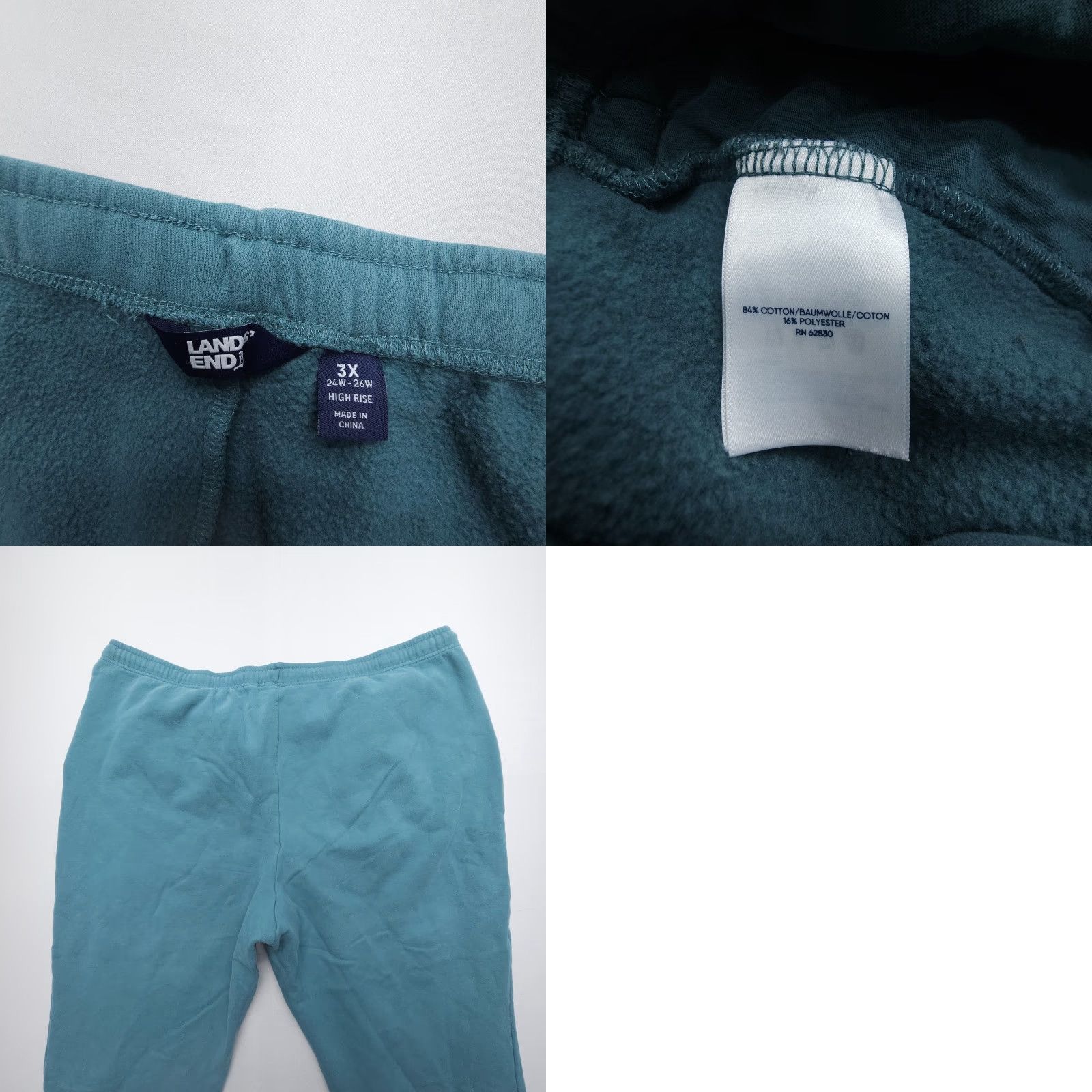Lands' End Lands' End Fleece Sweatpants Joggers Plus Size 3X Green Soft Elastic Waist 26"ins Size 40" / US 18 - 8 Thumbnail