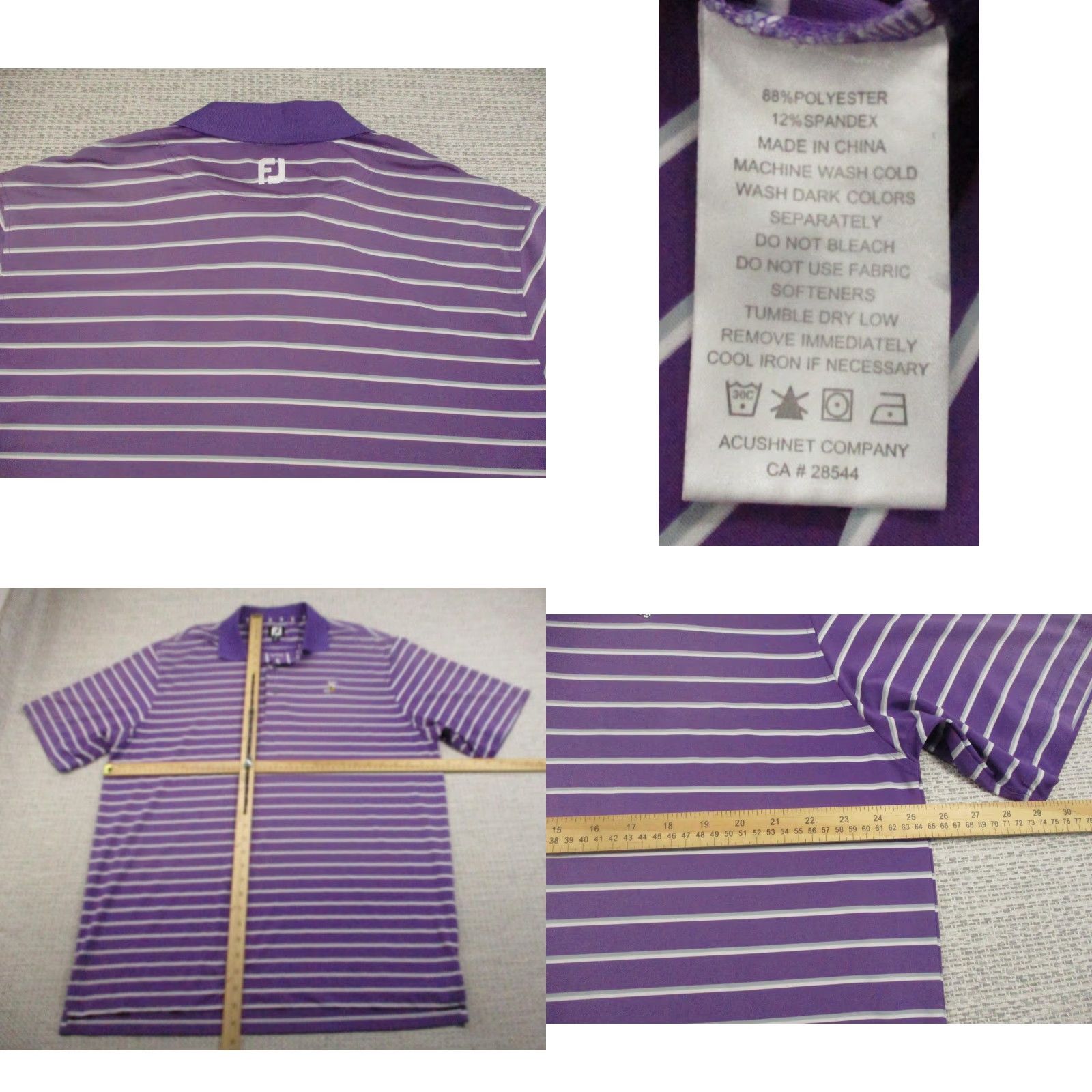 Footjoy FootJoy Polo Shirt Mens XL Purple Stripe Golf Performance Stretch Short Sleeve Polo Shirt Mens 2XL Size US XL / EU 56 / 4 - 8 Thumbnail