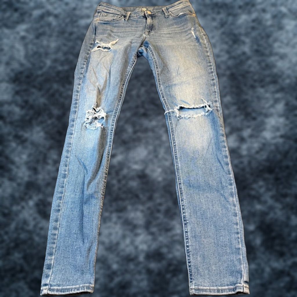 Old Navy Old Navy Rockstar Super Skinny Jeans Womens Size 2 Blue Distressed Denim Fashion Slim Stretch 5-Pocket Zip Fly Jeans Size 26" / US 2 / IT 38 - 1 Thumbnail
