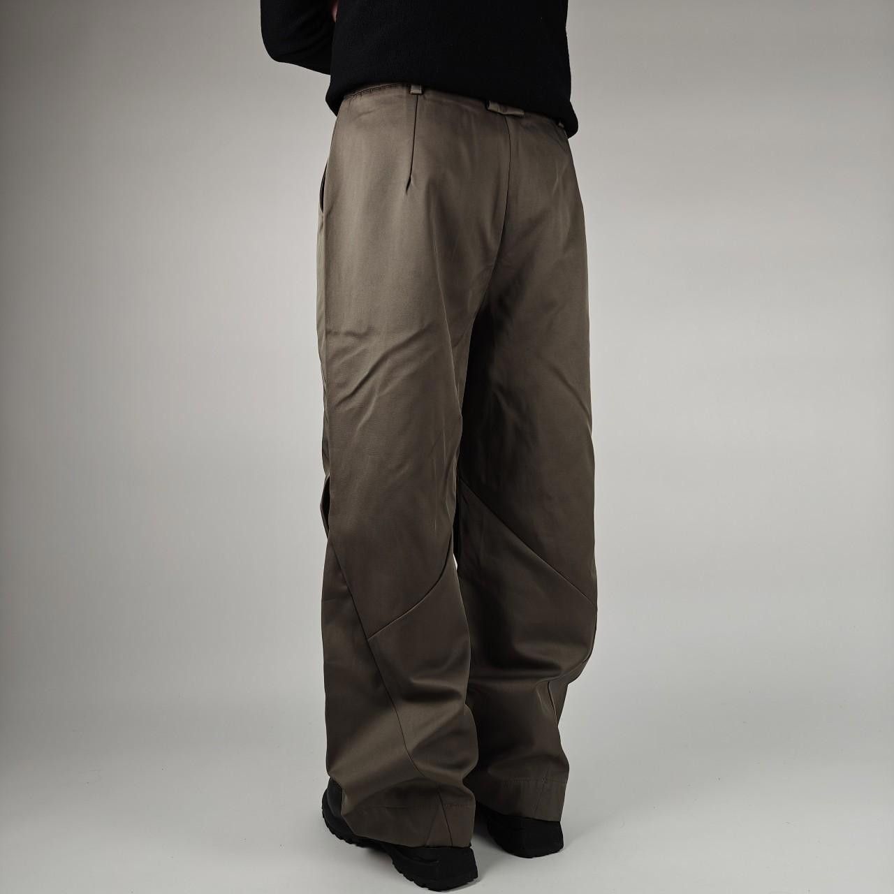 Other Khaki Diamond Pleated Wide Leg Trousers Size US 32 / EU 48 - 4 Thumbnail