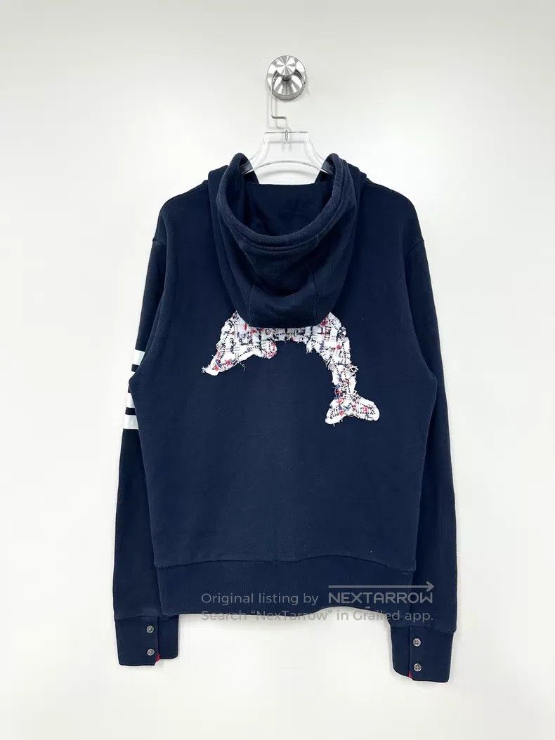 Thom Browne Thom Browne Navy Blue Striped Four Bar Zip Hooded Sweatshi Size US S / EU 44-46 / 1 - 2 Thumbnail