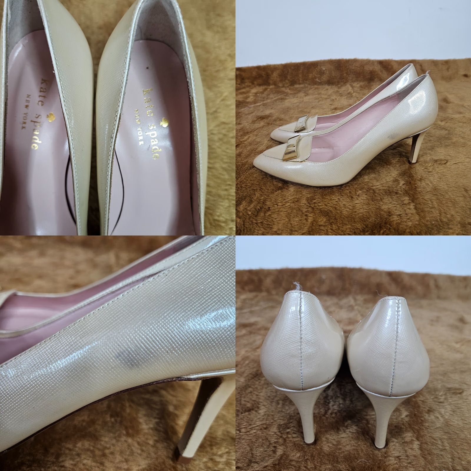 Vintage kate spade new york Women's Pointy Toe Pumps Heel Size 6.5C Yellow Floral Metal Stiletto Pump Casual Shoes Ladies Shoes Womens Size US 7 / IT 37 - 8 Thumbnail