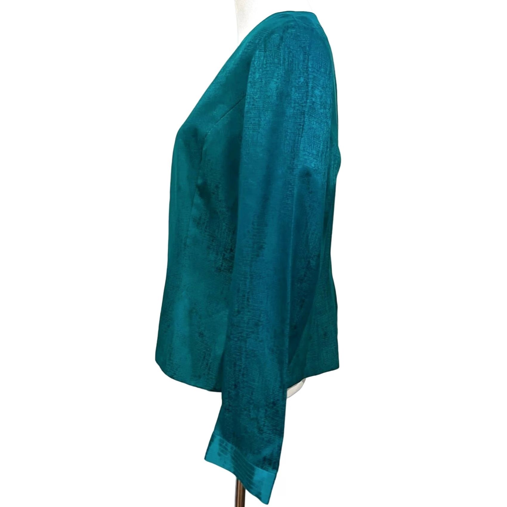 Adrianna Papell VINTAGE Adrianna Papell Silk Skirt Suit Set Jacket & Skirt 14 Teal Green/Blue Women Adults Mens Girls Size 36" / US 14 / IT 50 - 6 Thumbnail
