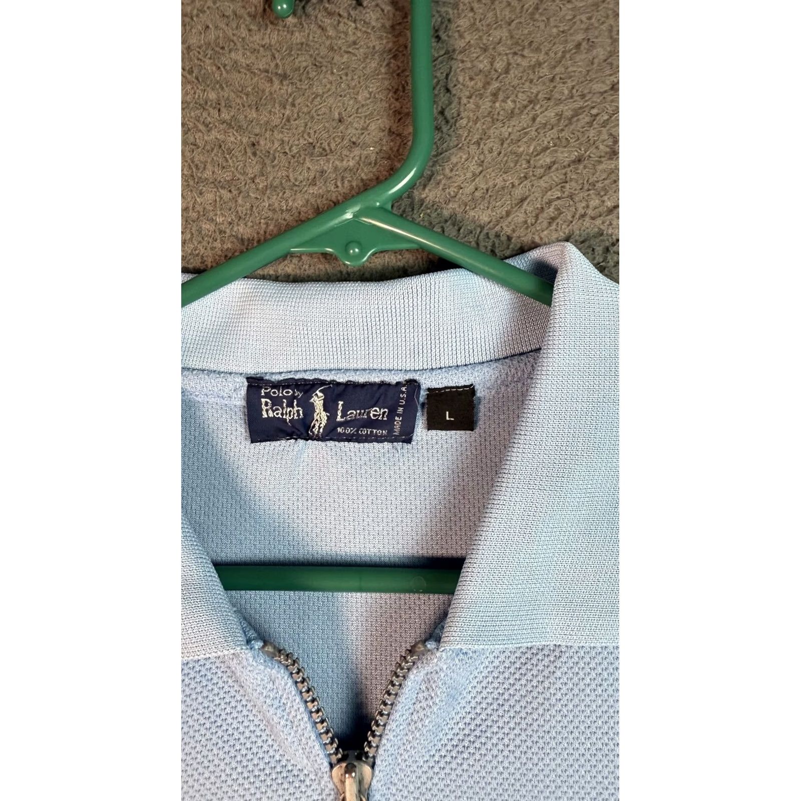 Polo Ralph Lauren VINTAGE Polo Ralph Lauren Shirt Mens Large Blue Half Zip Polo Pony Made USA 90s Size US L / EU 52-54 / 3 - 3 Thumbnail