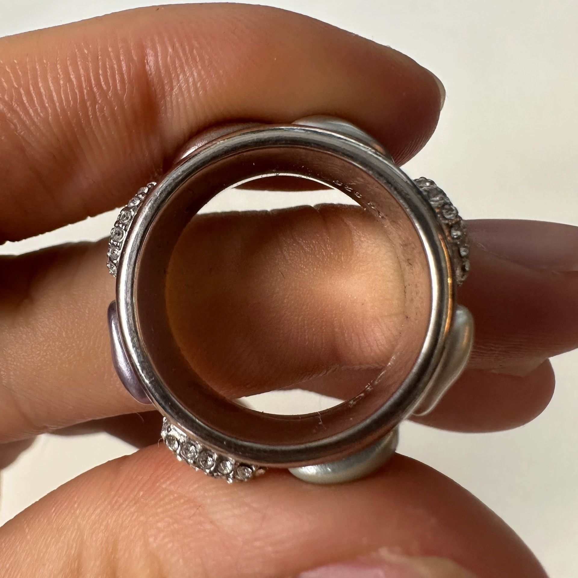 Dior DIOR Men's White Crystal-Inset Silver Ring S Size ONE SIZE - 5 Thumbnail