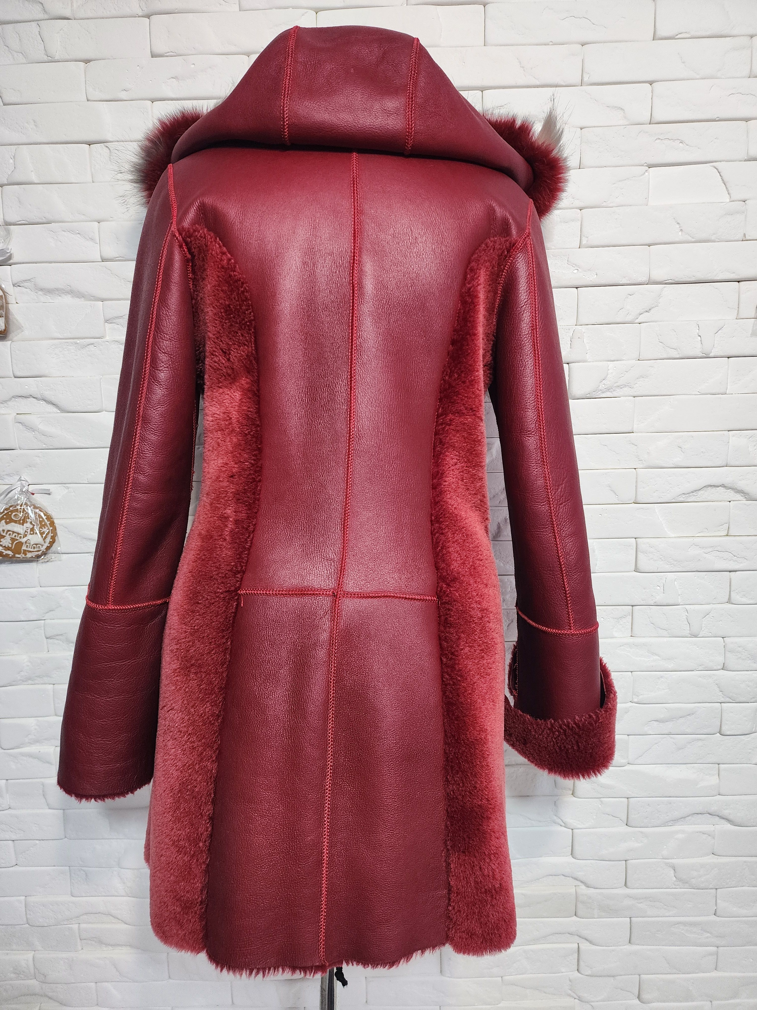 Furla Red Women's Sheepskin Coat: Genuine Fur Winter Hooded Jacket Size S / US 4 / IT 40 - 4 Thumbnail