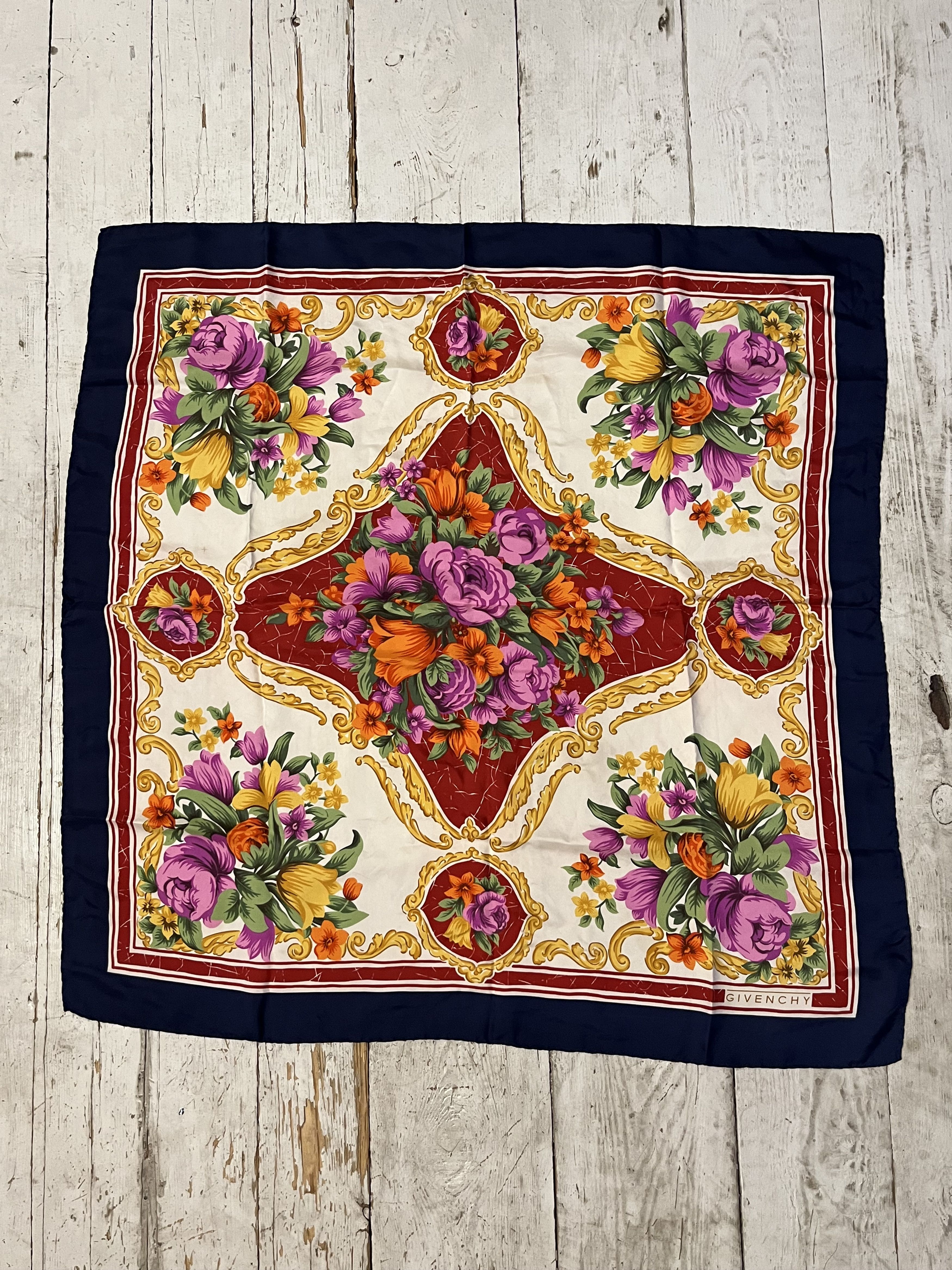 Givenchy × Vintage Vintage Givenchy Floral Silk Scarf Size ONE SIZE - 2 Thumbnail