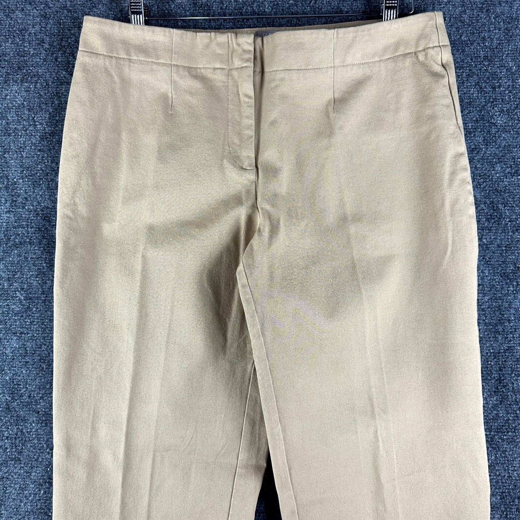 Vintage Chicos Fabulously Slimming Pants Womens 10 Short Flat Front Straight Leg Tan Brown Stretch Chino Size 32" / US 10 / IT 46 - 3 Thumbnail