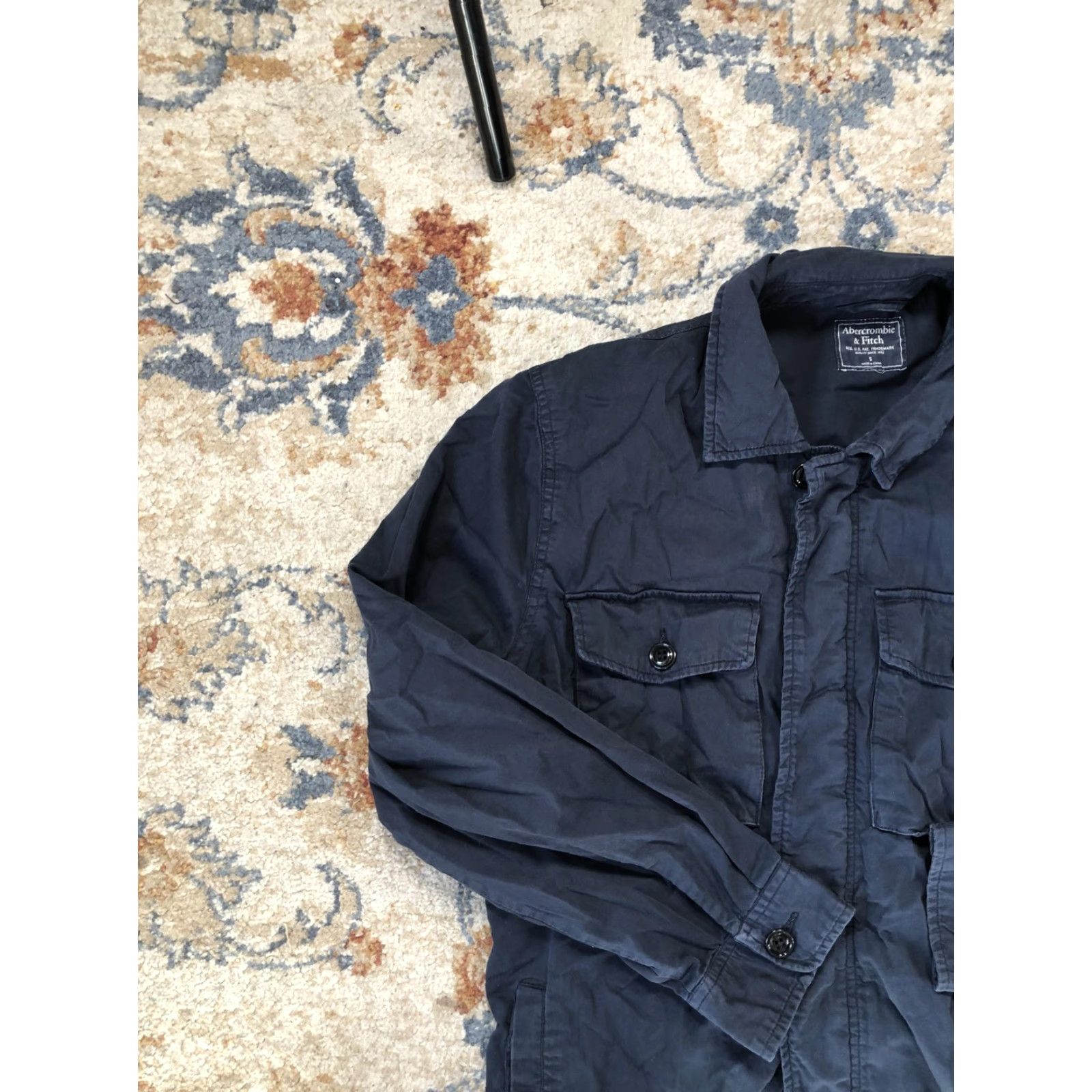 Abercrombie & Fitch Abercrombie & Fitch Jacket Mens Small Blue Cotton Military Full Zip Pockets Size US S / EU 44-46 / 1 - 3 Thumbnail