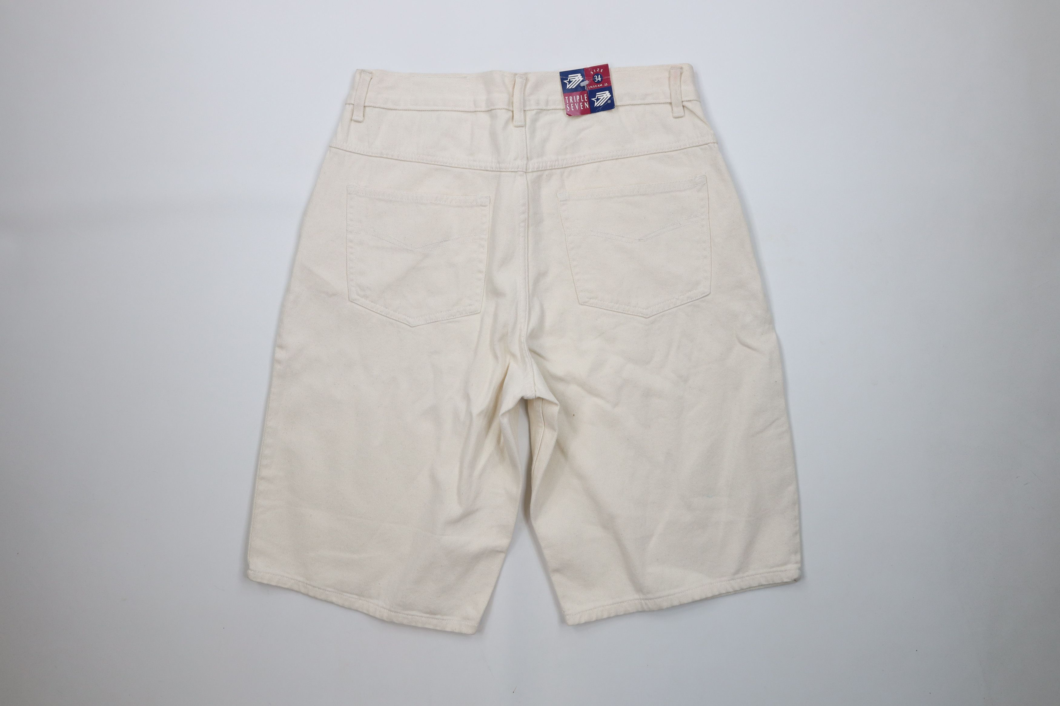 Vintage Deadstock Vintage 90s Streetwear Jean Shorts Jorts Cream Size US 34 / EU 50 - 9 Thumbnail