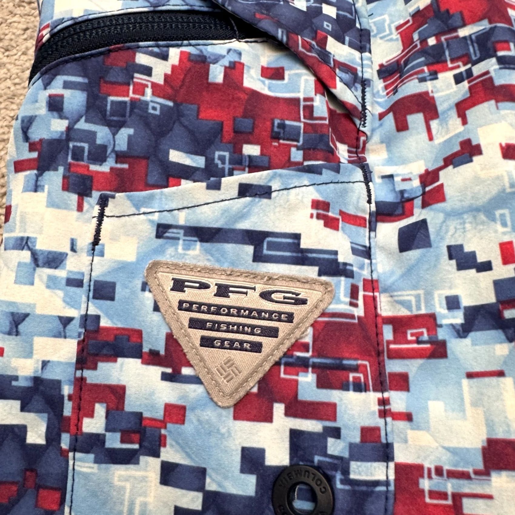 Vintage Columbia PFG Offshore II Omni Shield Swim Trunks Board Shorts Men 32 Multi Geometric Pattern Size US 32 / EU 48 - 3 Thumbnail