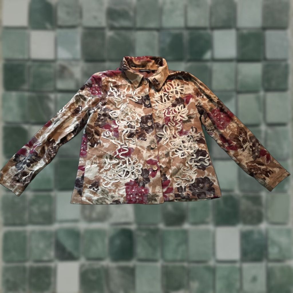 Vintage Notations Womans Jacket Button Up Medium M Collar Sequins Long Sleeve Jacket Size M / US 6-8 / IT 42-44 - 1 Thumbnail